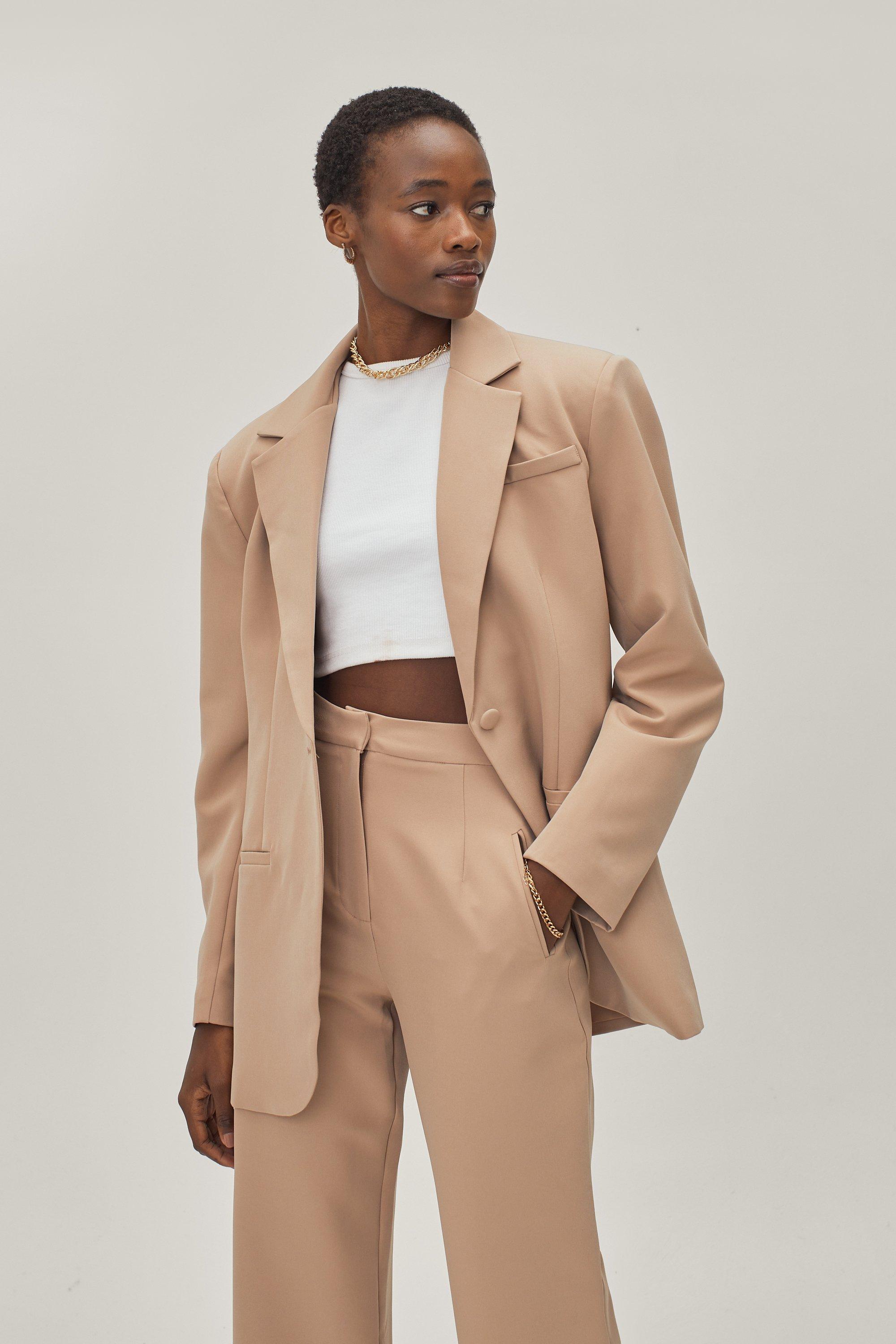 Blazer De Costume Oversize À Épaulettes - Beige - 38, Beige