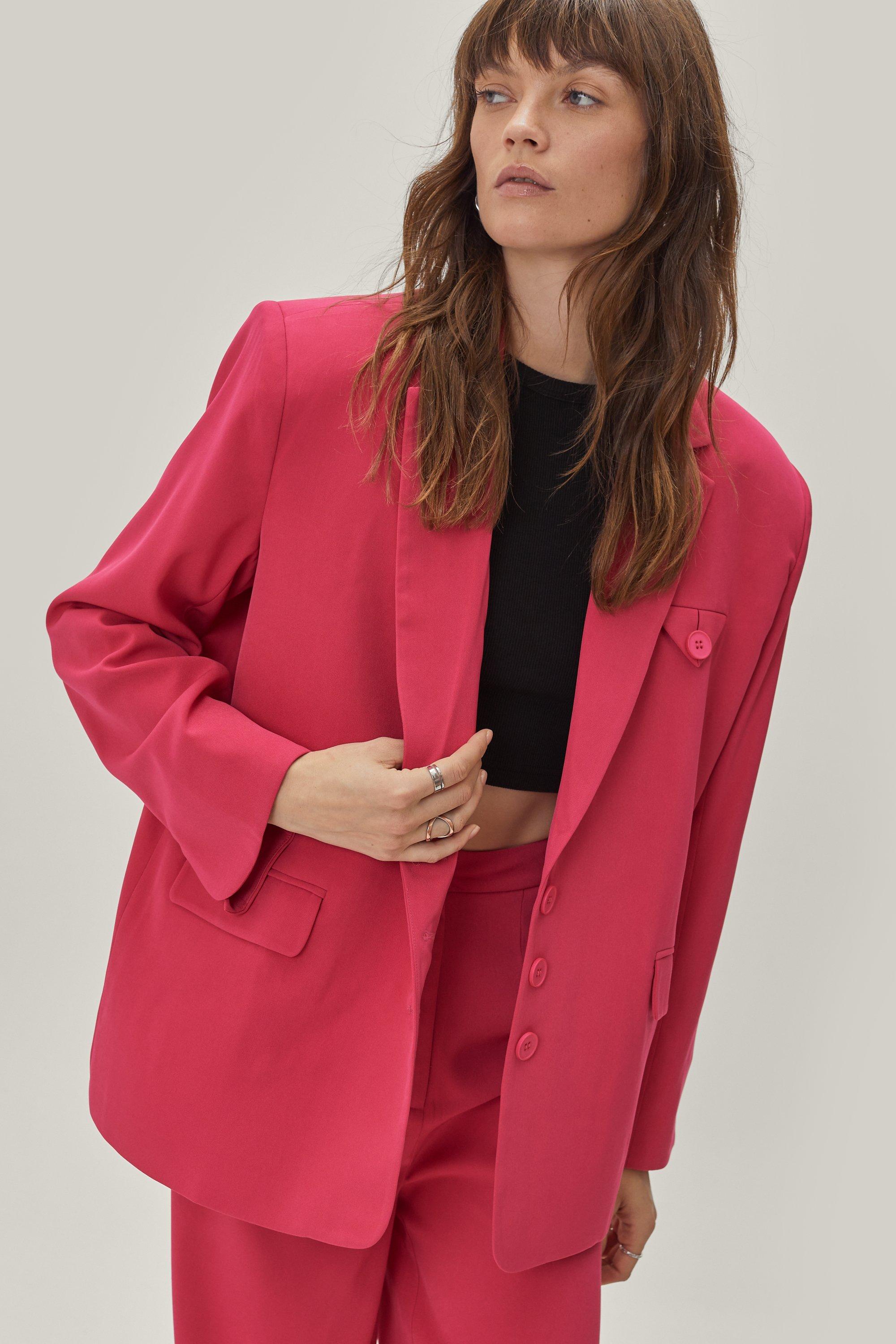 Premium - Blazer De Costume Oversize À Épaulettes Et Poches - Rose - 34, Rose