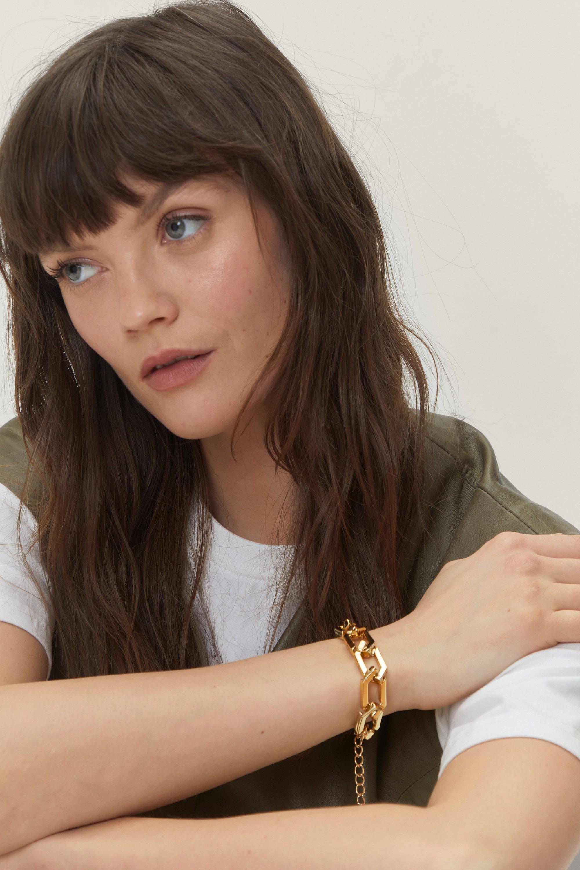 Bracelet À Chaînes Épaisses - Métallique - One Size, Métallique