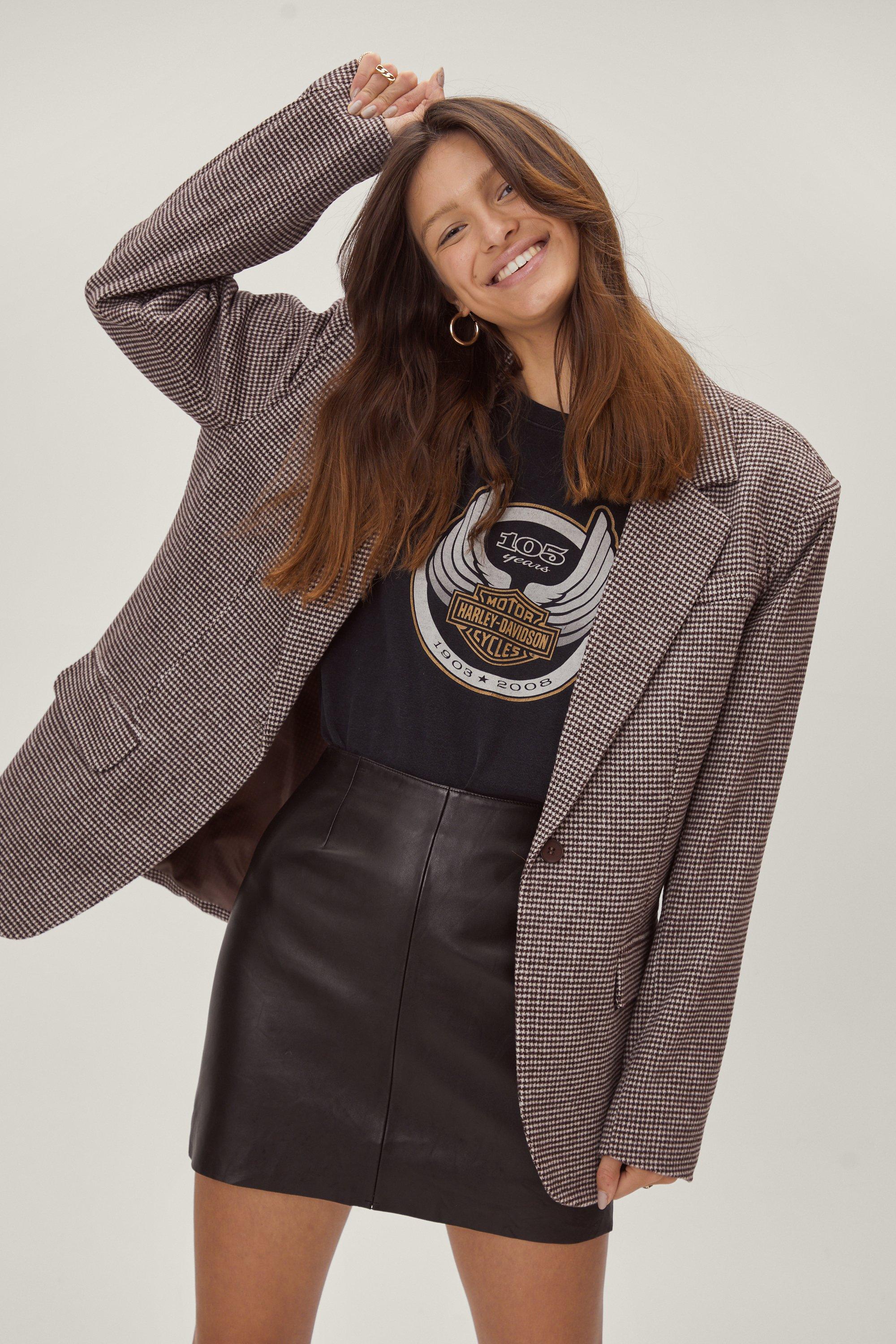 Blazer Oversize À Carreaux - Marron - 36, Marron