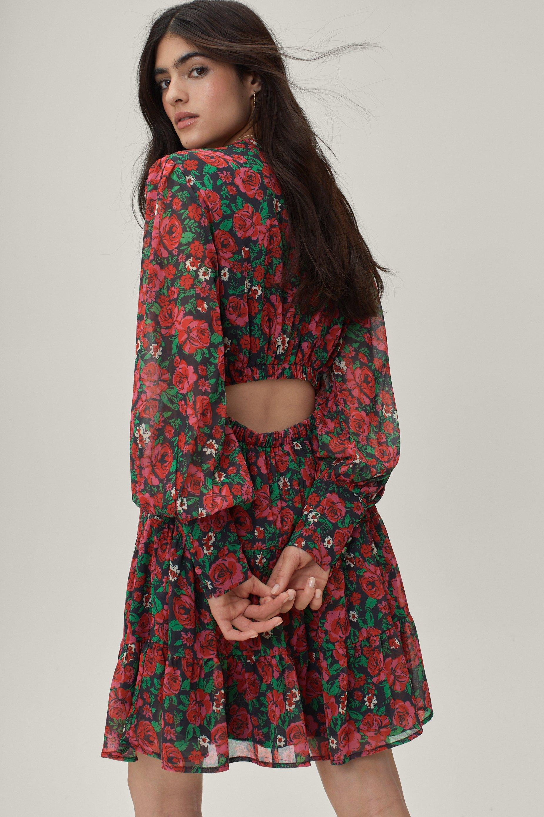 Dressing Gown Courte À Découpes Imprimé Floral - 32 - Nasty Gal - Modalova
