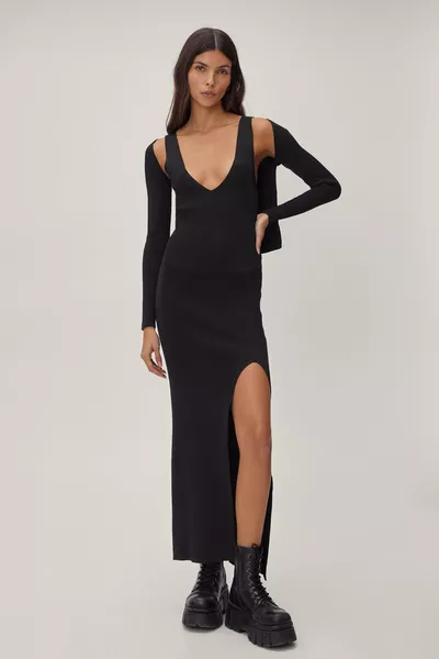 Recycled Maxi Dress and Cropped Cardigan Set