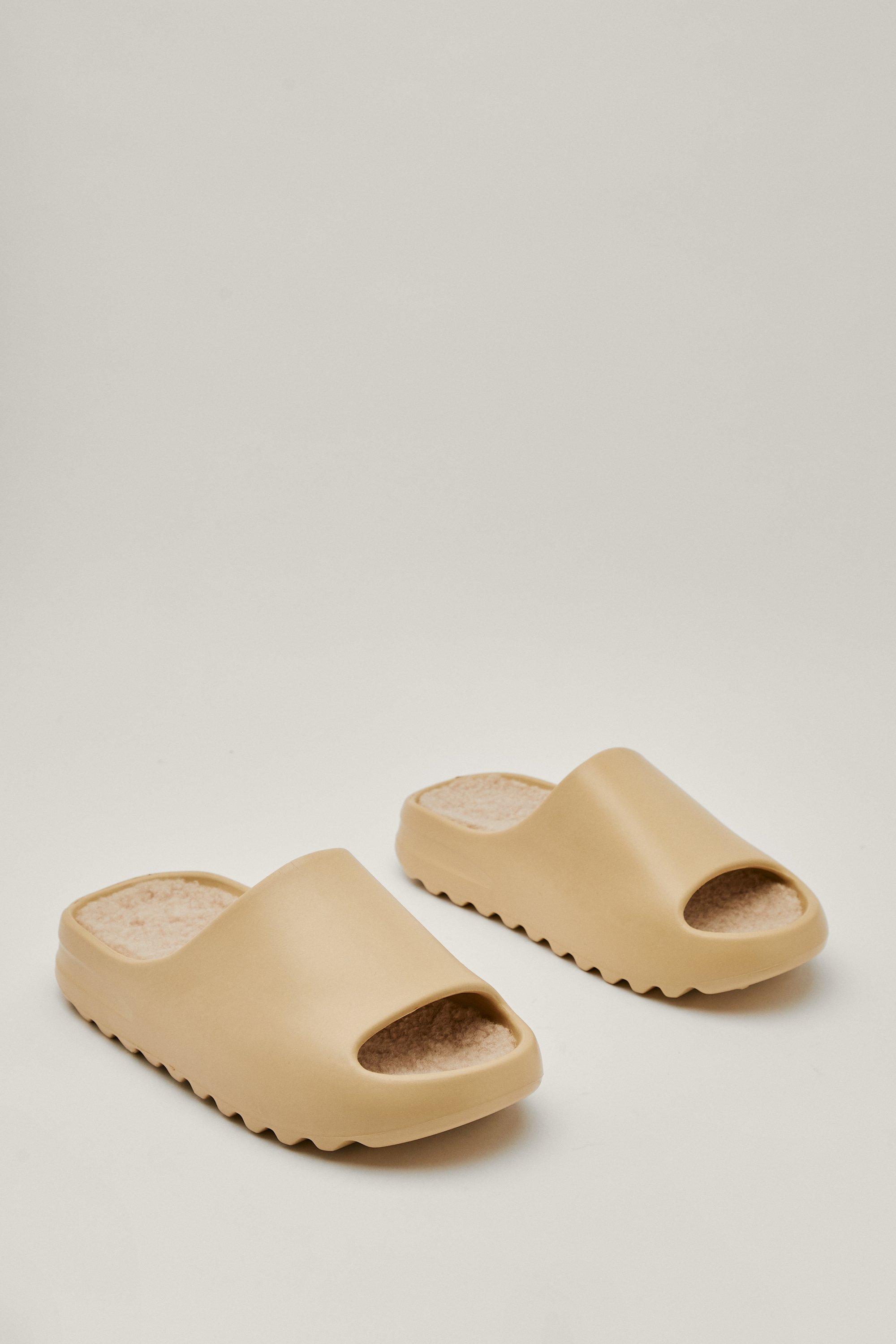 Borg Lined Sliders - Beige - 36, Beige