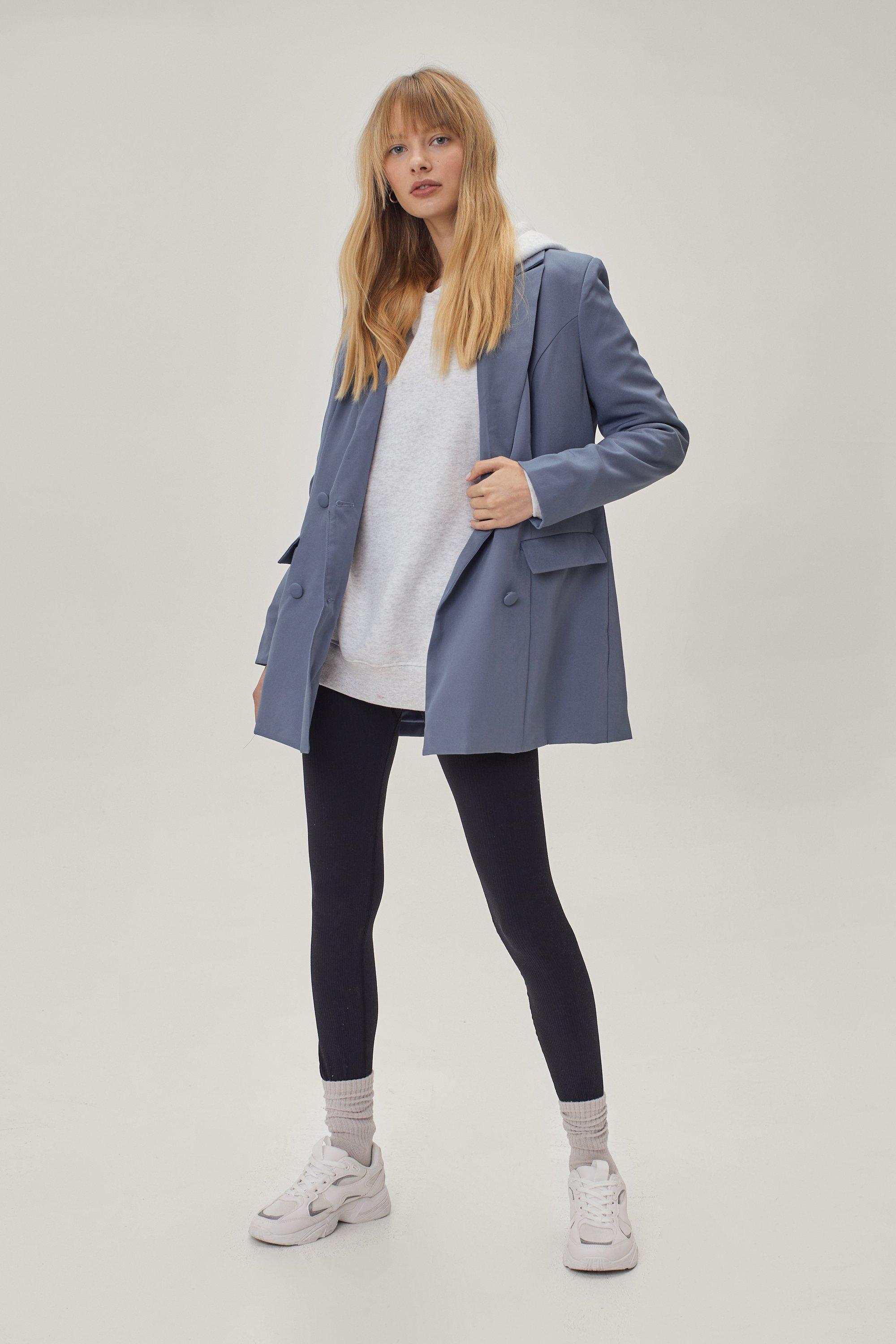 Blazer Ajusté Style Décontracté À Double Boutonnage - Bleu - 34, Bleu