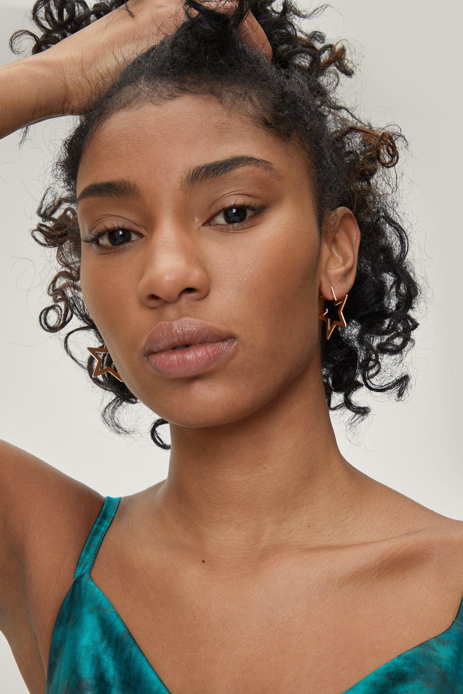 Boucles D'Oreilles En Métal Recyclé Avec Motif Étoile - Métallique - One Size, Métallique