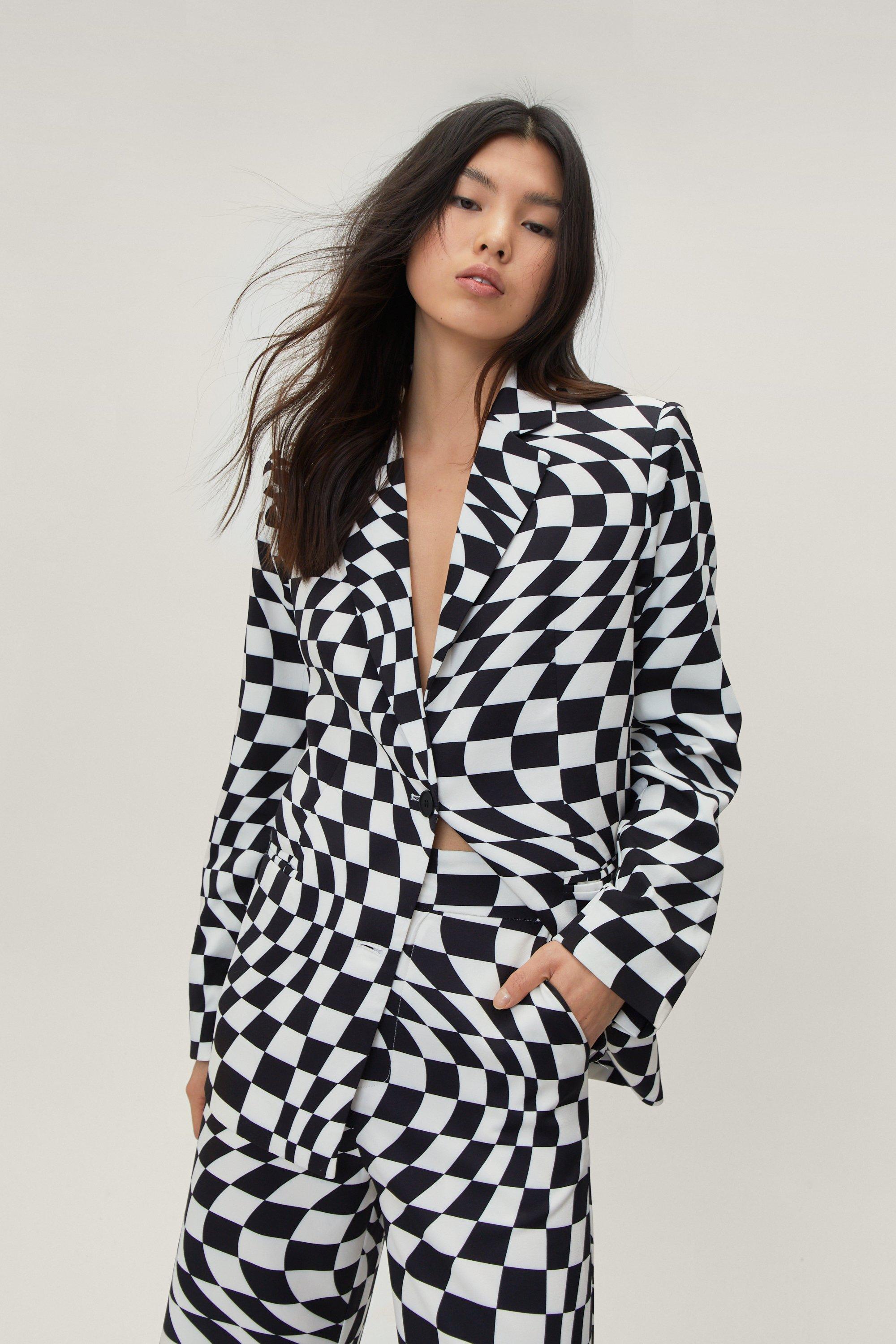 Blazer Ajusté Imprimé À Damier - Mono - 32, Mono