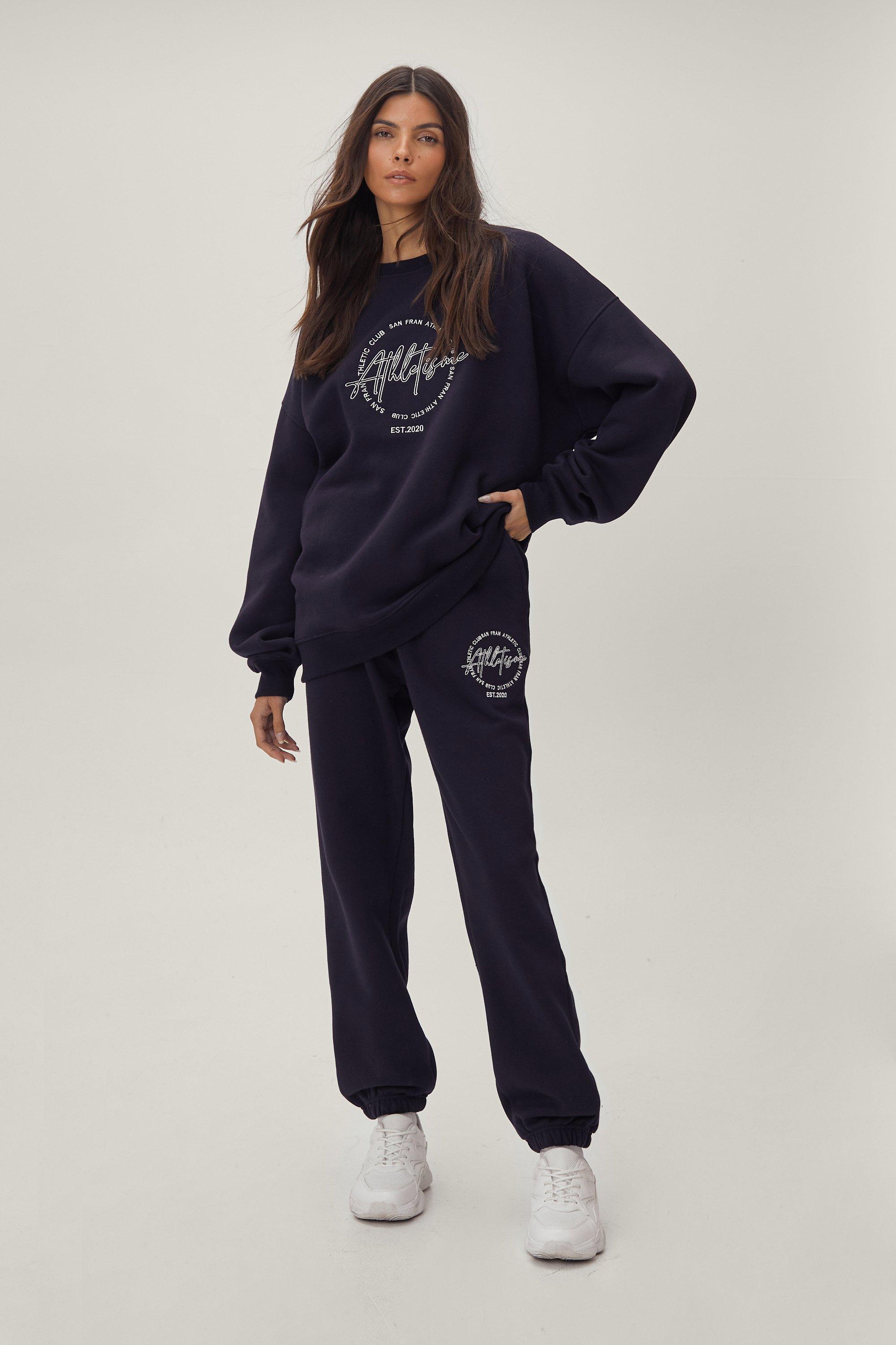 Jogging Coupe Décontractée Athletisme À Motif Brodé - Bleu Marine - 34, Bleu Marine
