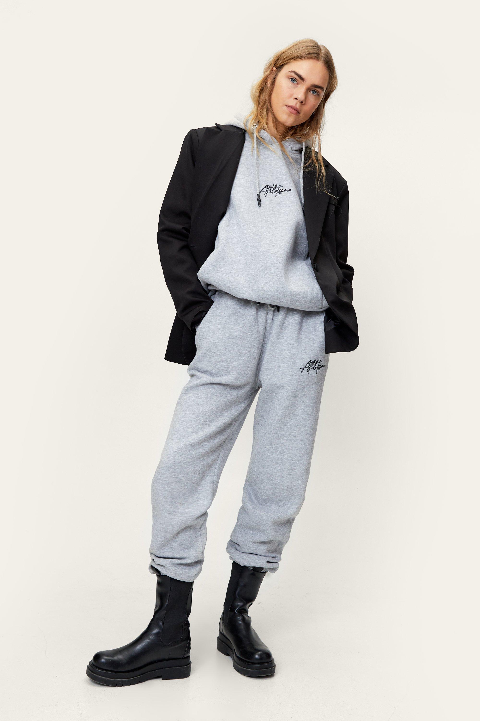 Pantalon De Jogging Ample À Broderie Athlétisme - Gris - 32, Gris