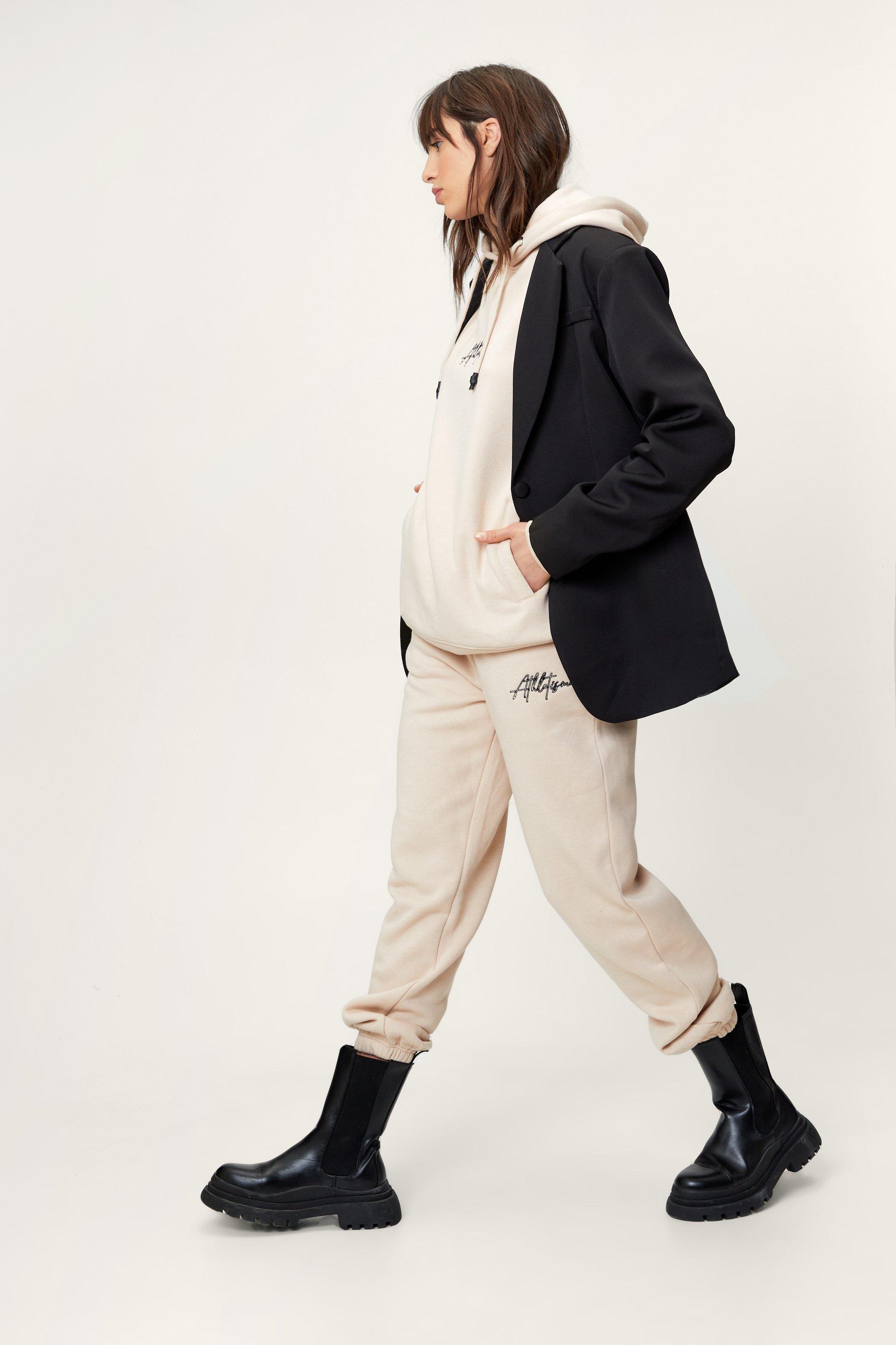 Pantalon De Jogging Ample À Broderie Athlétisme - Beige - 38, Beige