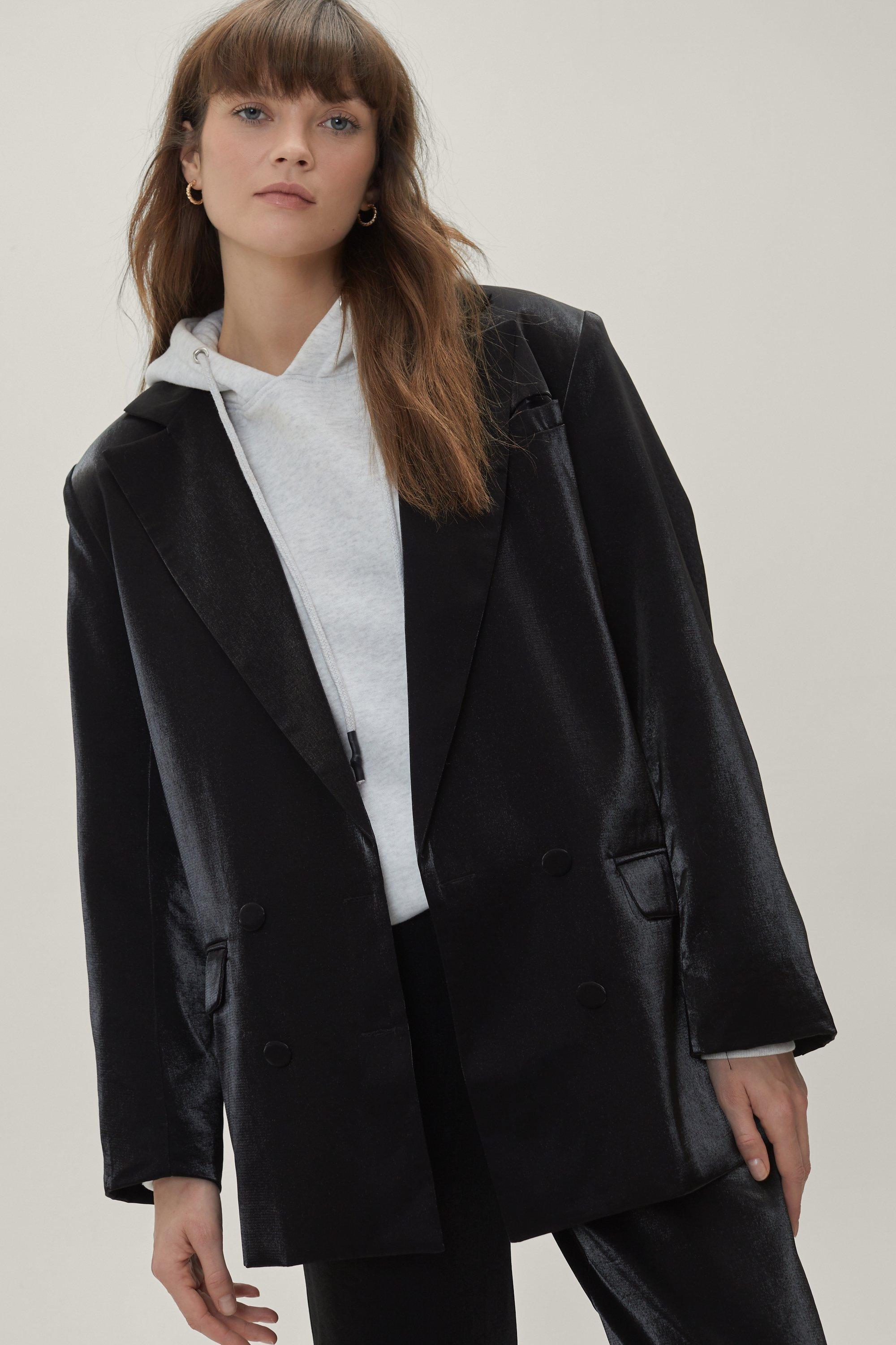 Blazer Ample Satiné - Noir - 36, Noir