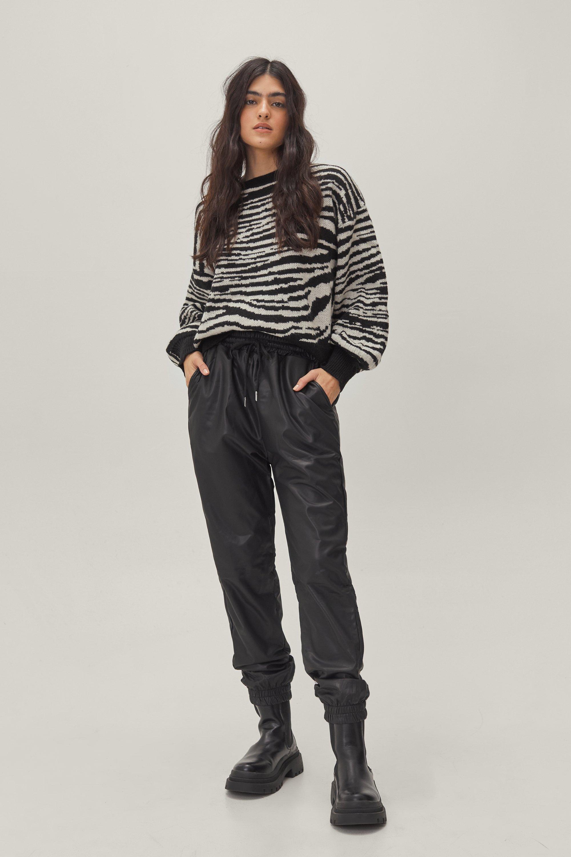 Pantalon De Survêtement En Similicuir - Noir - L, Noir