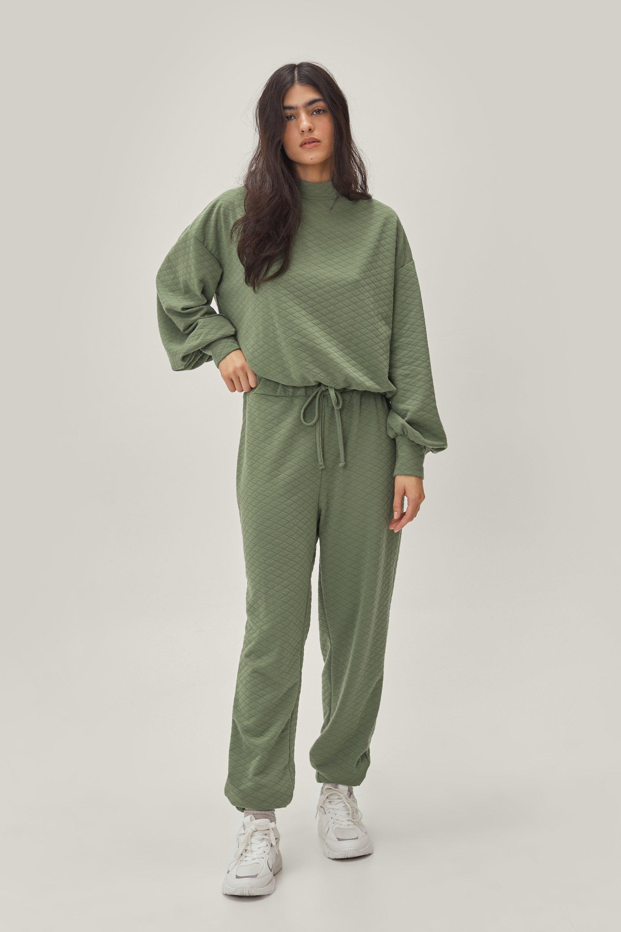 Pantalon De Survêtement Matelassé, À Cordon De Serrage - Vert - 38, Vert