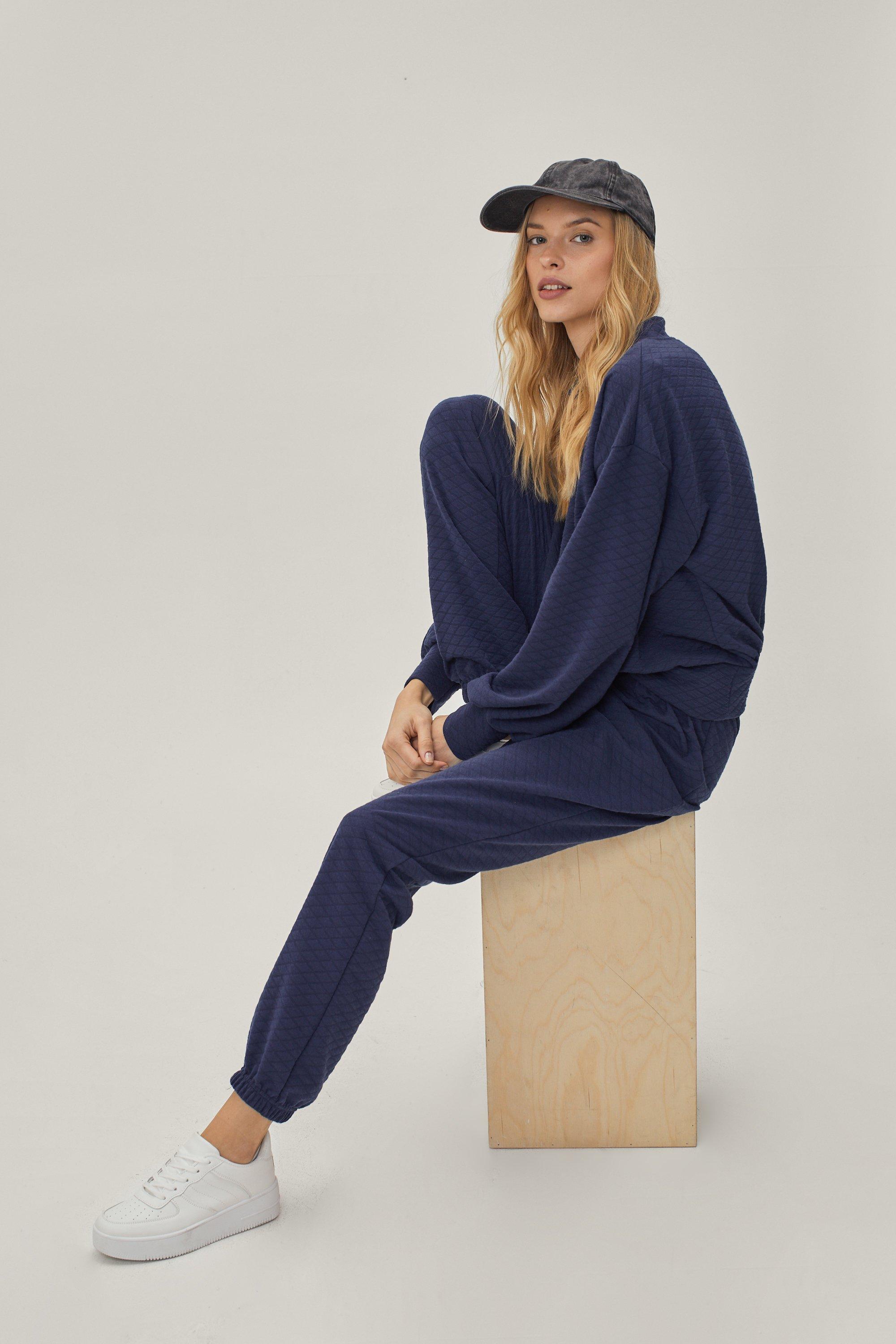 Pantalon De Survêtement Matelassé, À Cordon De Serrage - Bleu Marine - 36, Bleu Marine