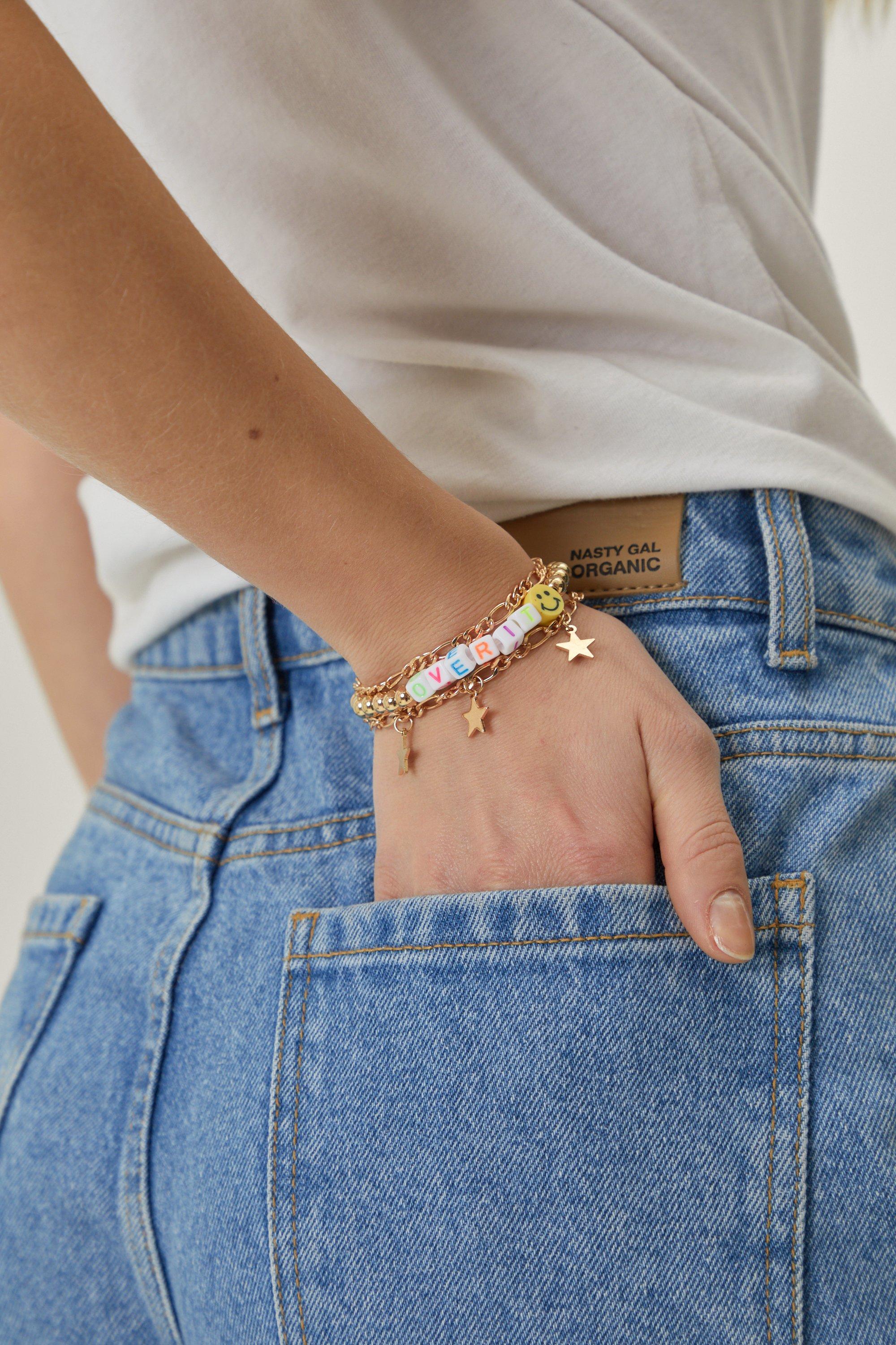 Lot De 3 Bracelets En Chaîne Et Perles - Métallique - One Size, Métallique