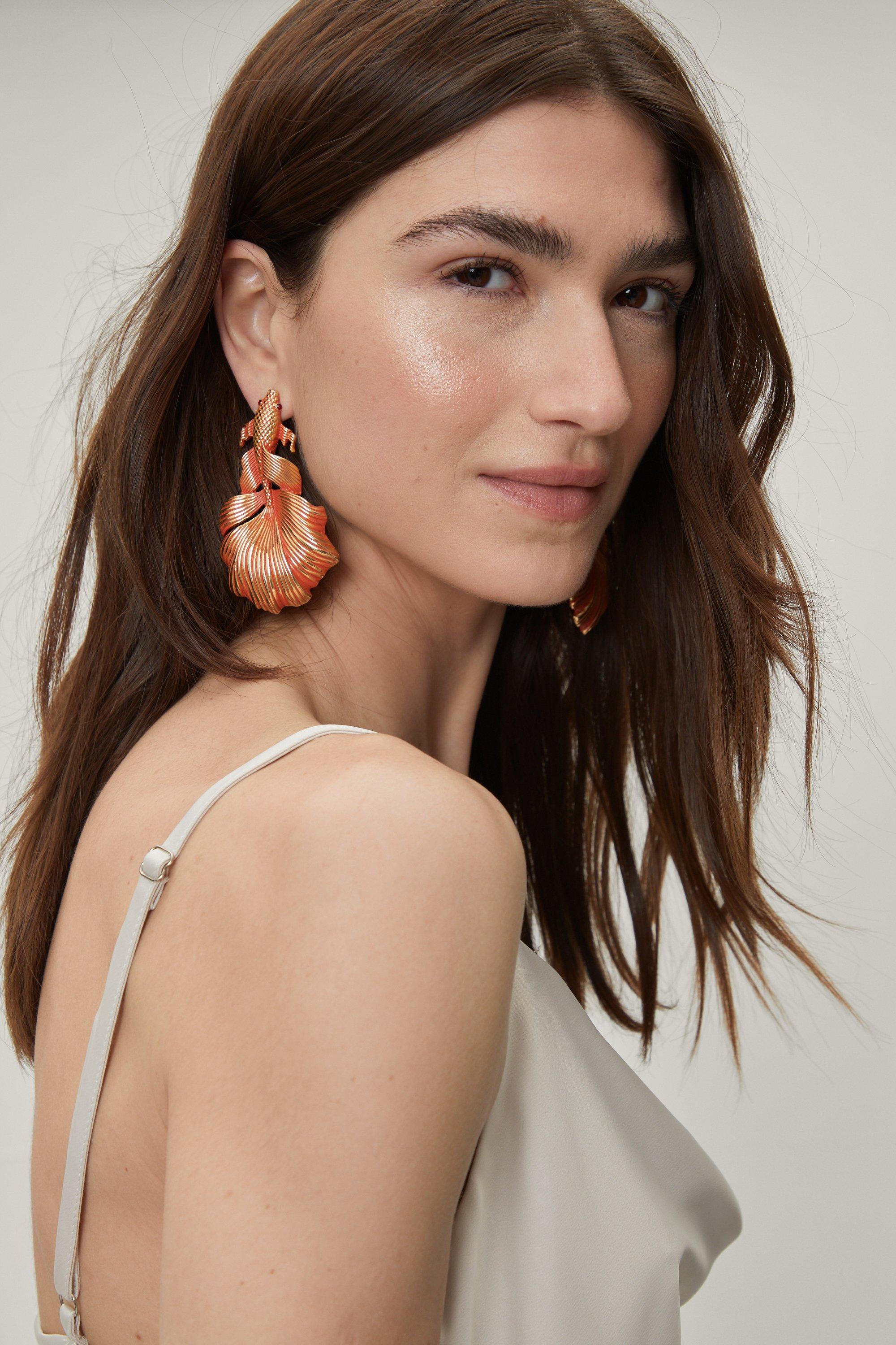 Boucles D'Oreilles En Forme De Poisson Avec Détails Recyclés - Orange - One Size, Orange