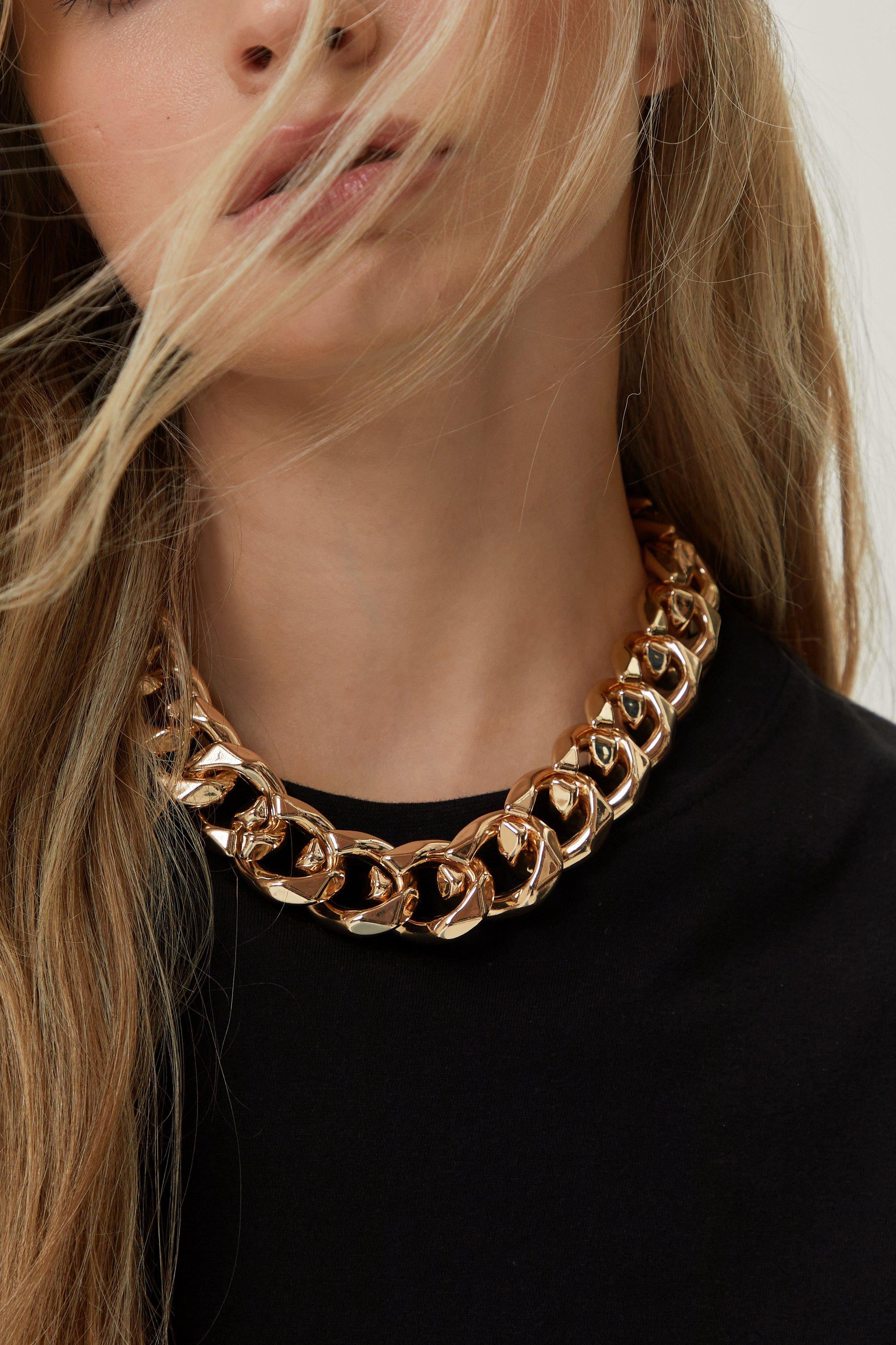 Recycled Metal Chunky Chain Necklace - Métallique - One Size, Métallique