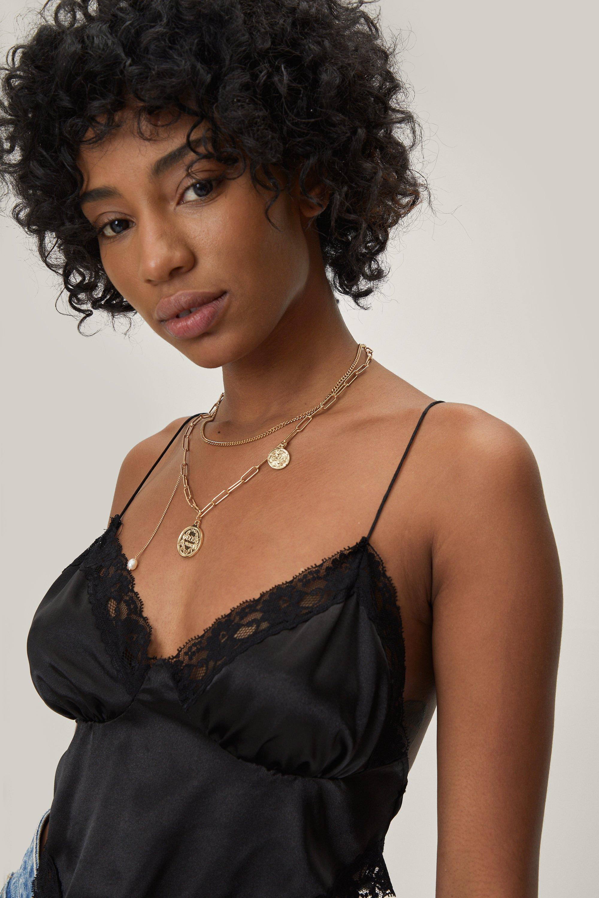 Collier En Métal Avec Pendentif En Forme De Pièce De Monnaie - Métallique - One Size, Métallique