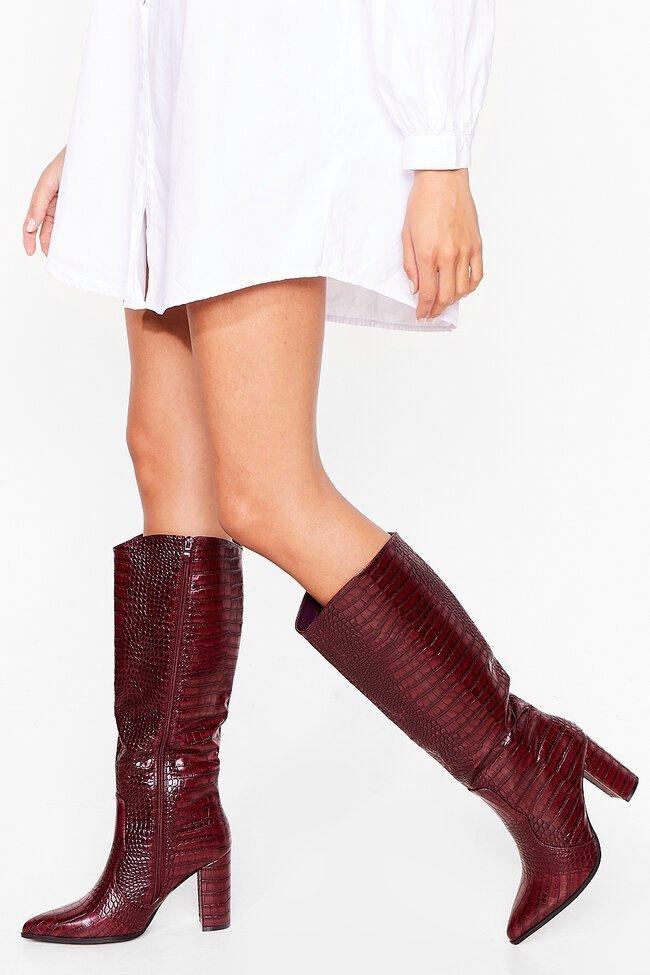 croc burgundy boots