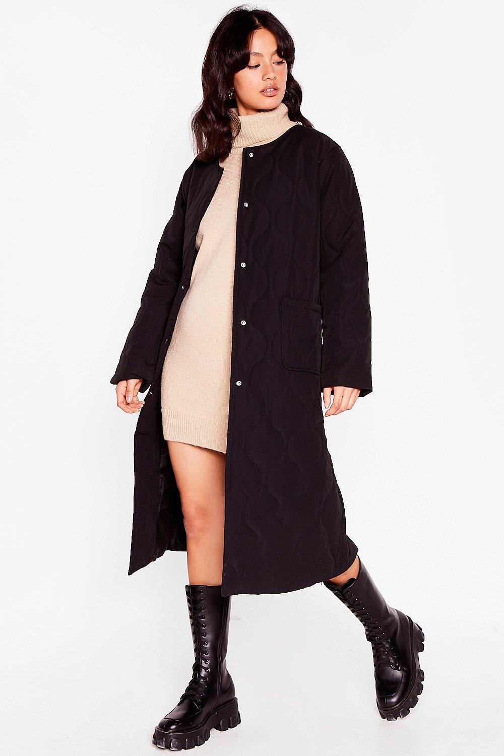 quilted longline coat