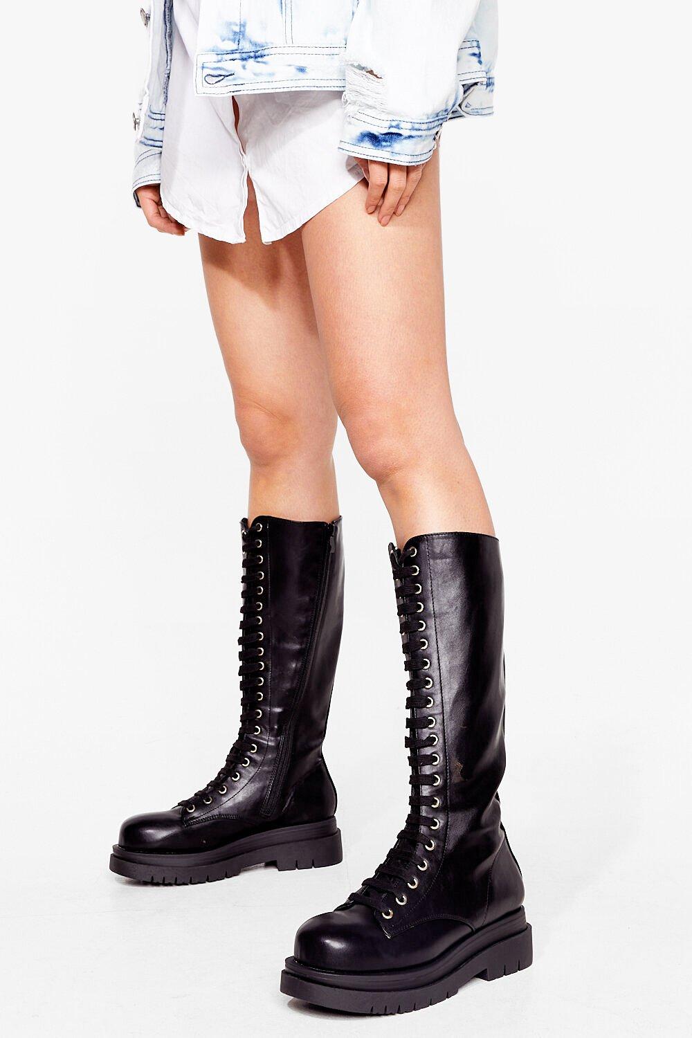 mid calf biker boots