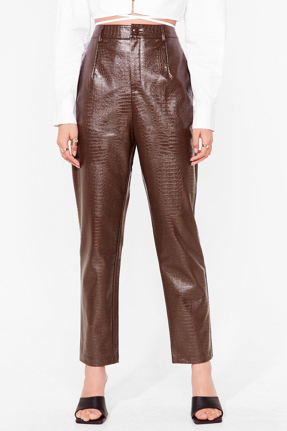 croc faux leather pants