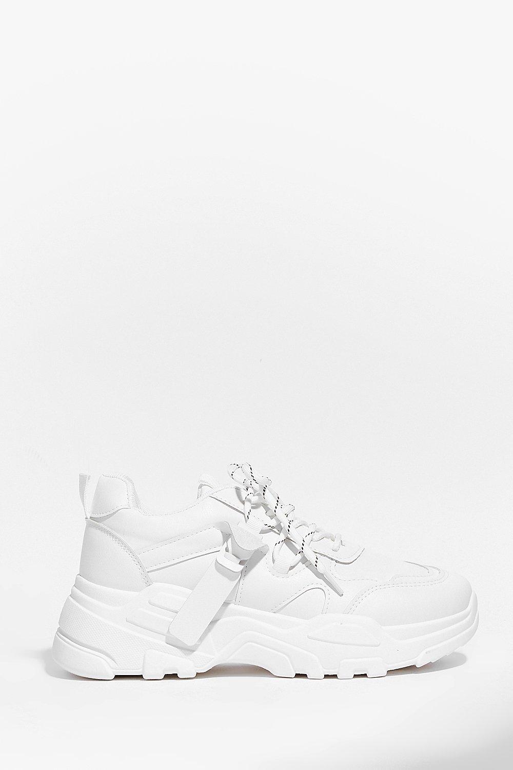 faux leather chunky trainers