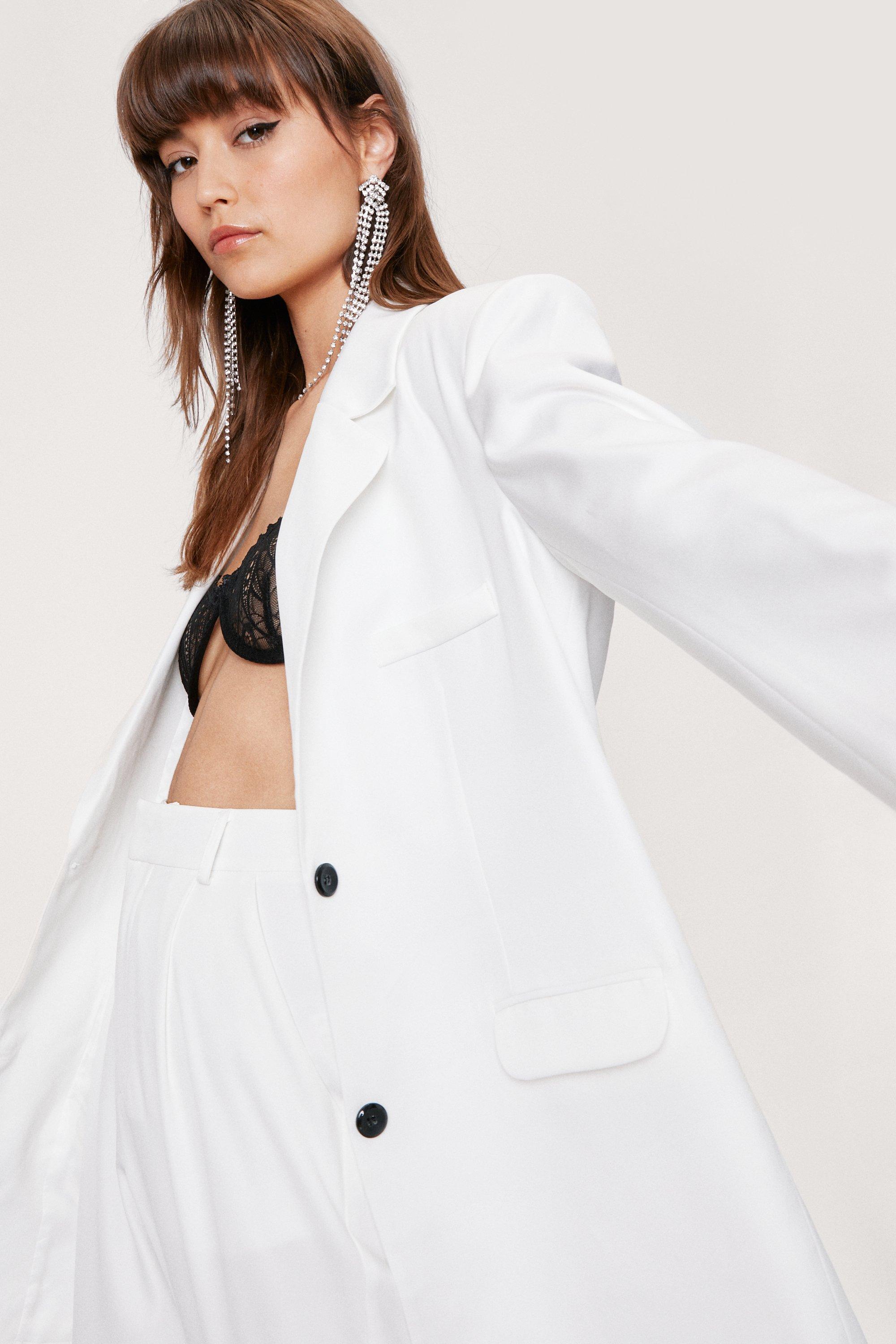 Blazer Structuré Oversize À Boutons - Blanc - 36, Blanc
