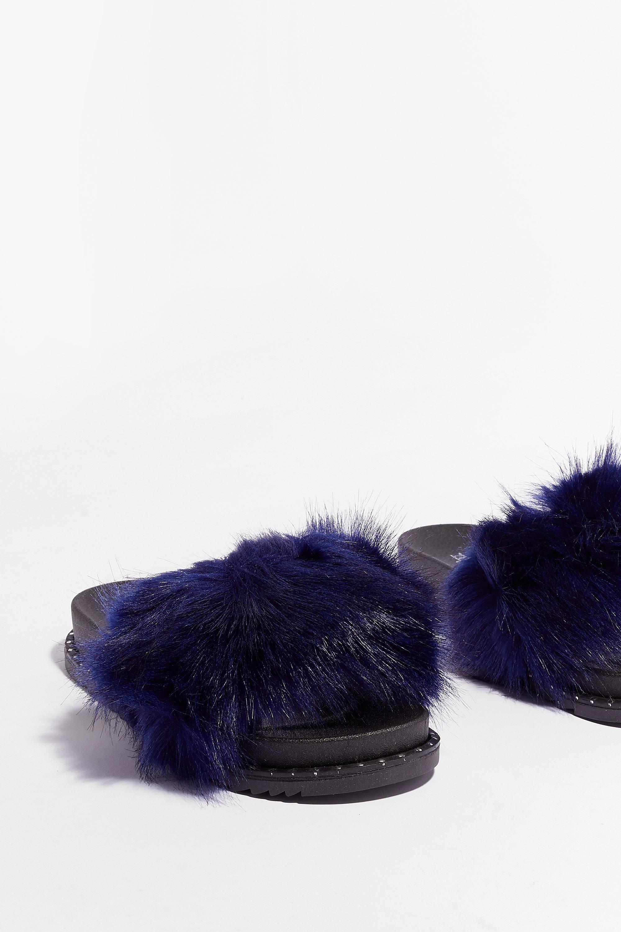 blue fur sliders