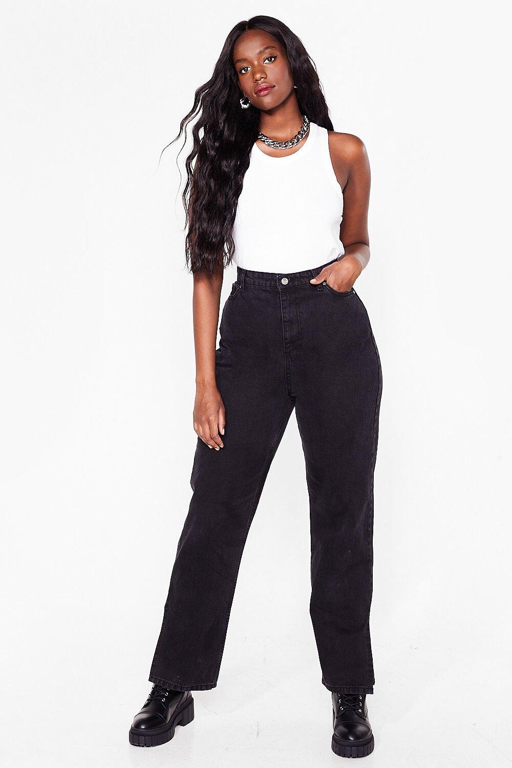 plus size black straight leg jeans