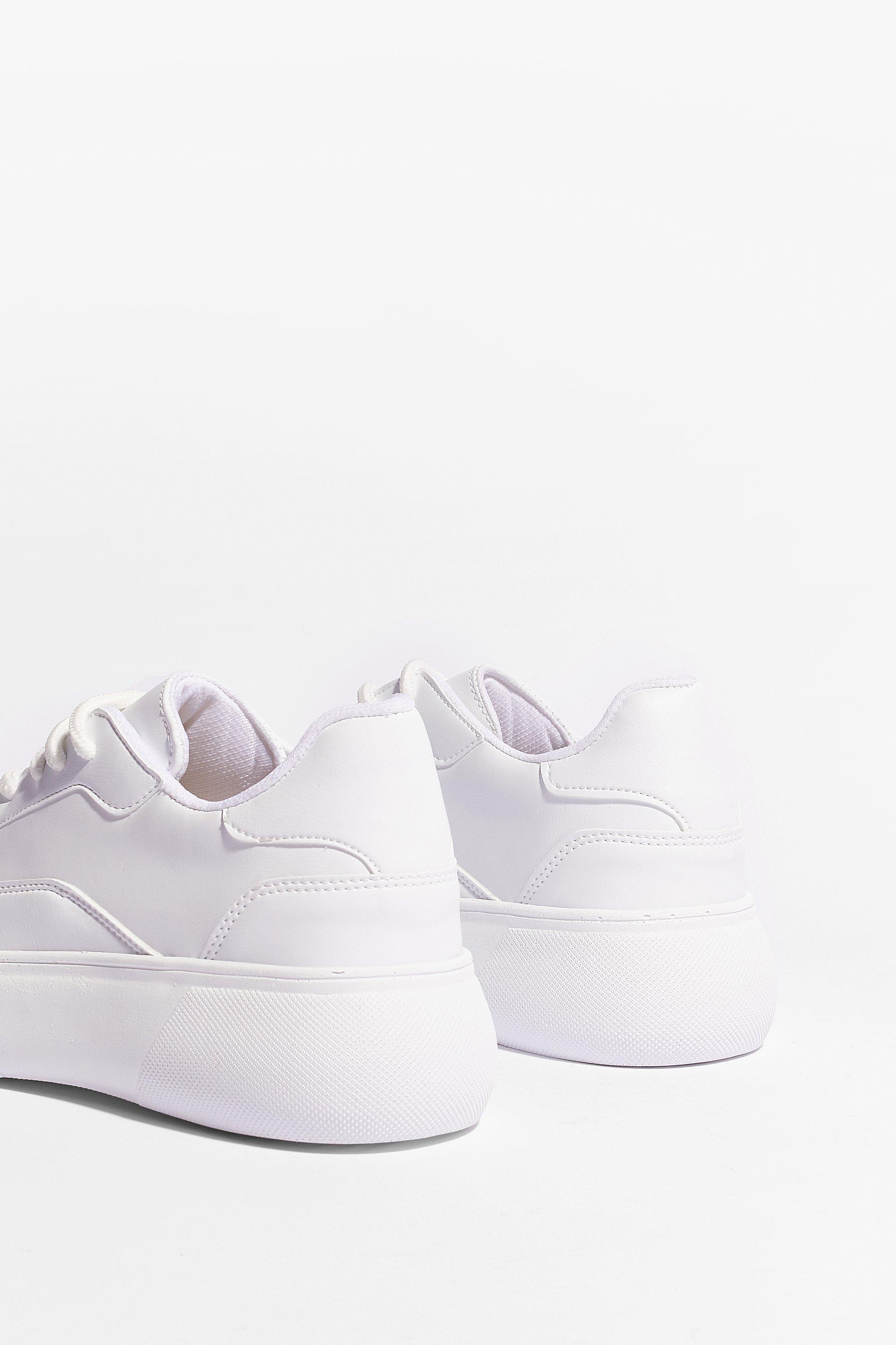 chunky white platform trainers