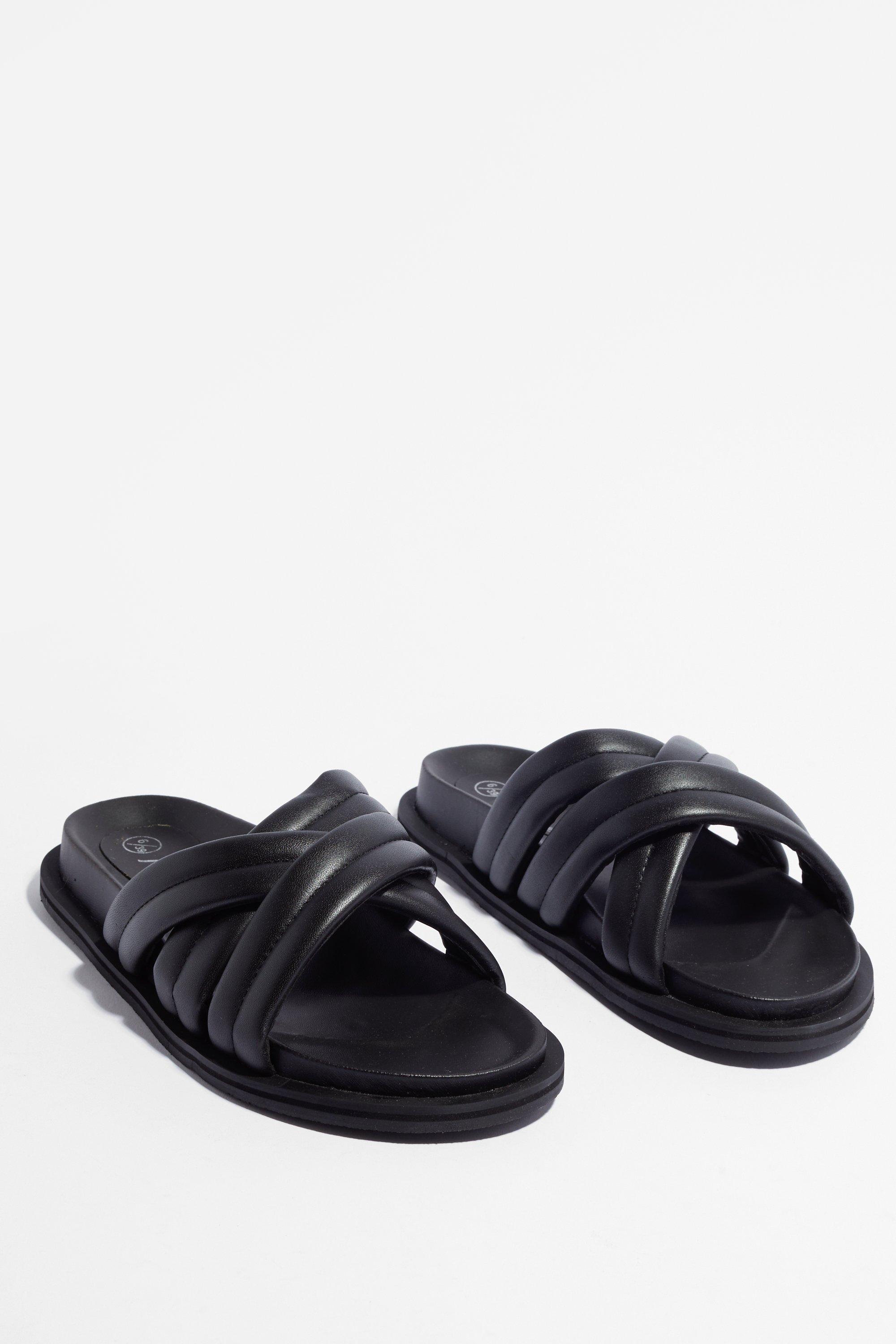 black leather footbed sandals