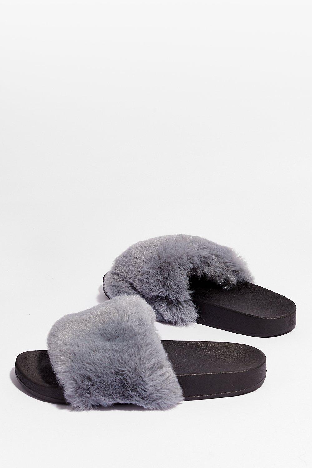 blue fur sliders