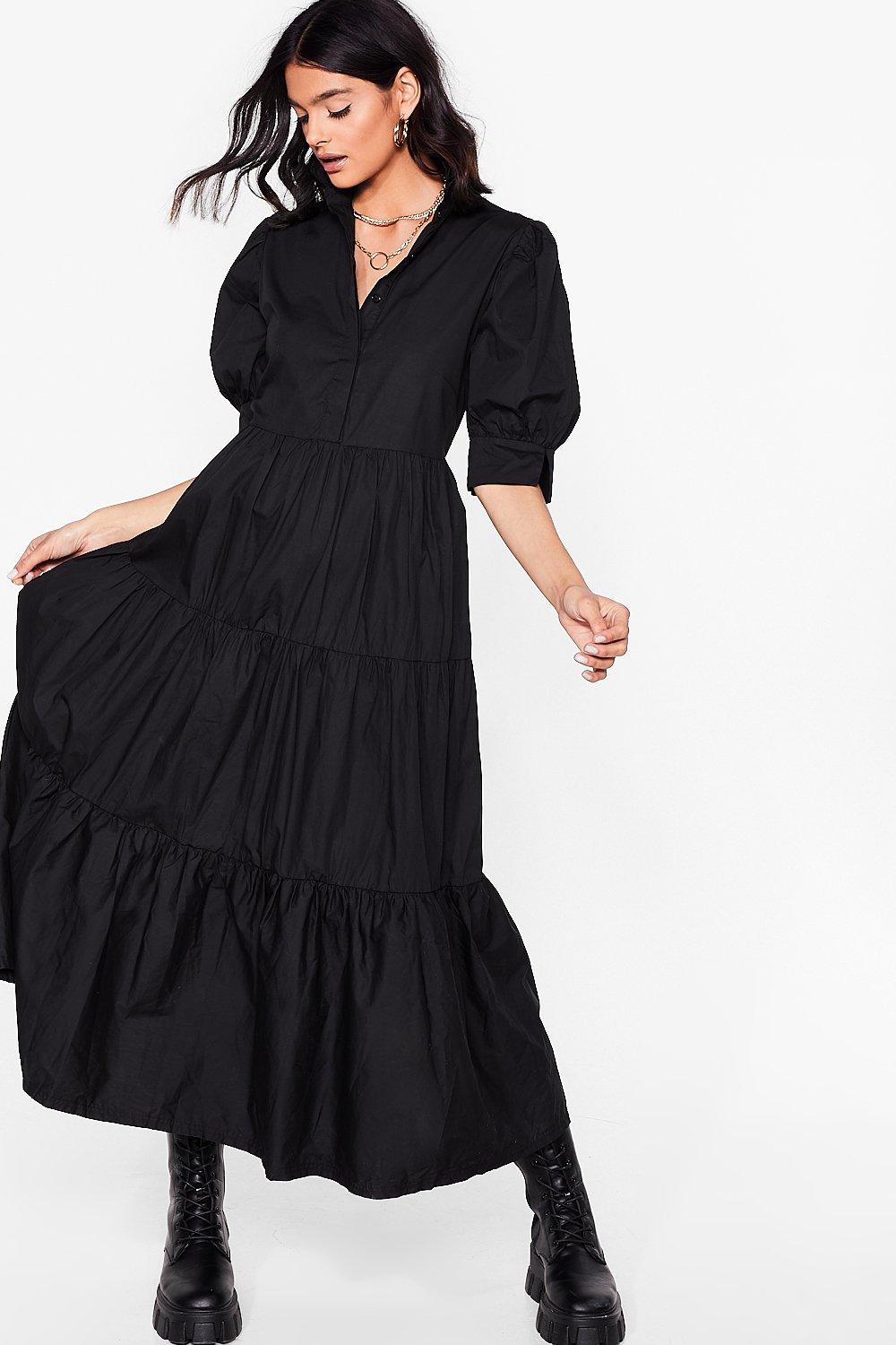 black shirt dress maxi