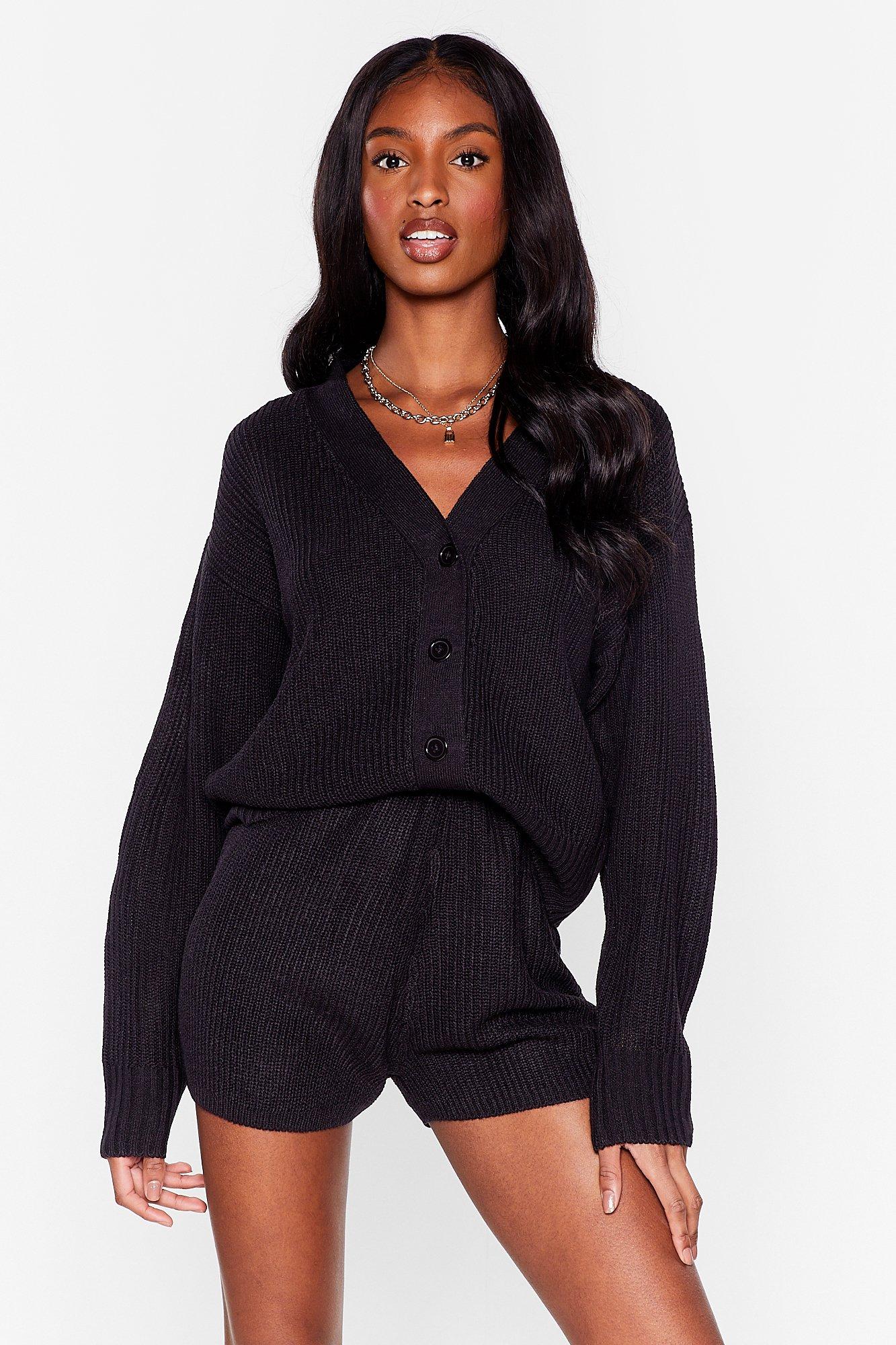 thick black knitted cardigan