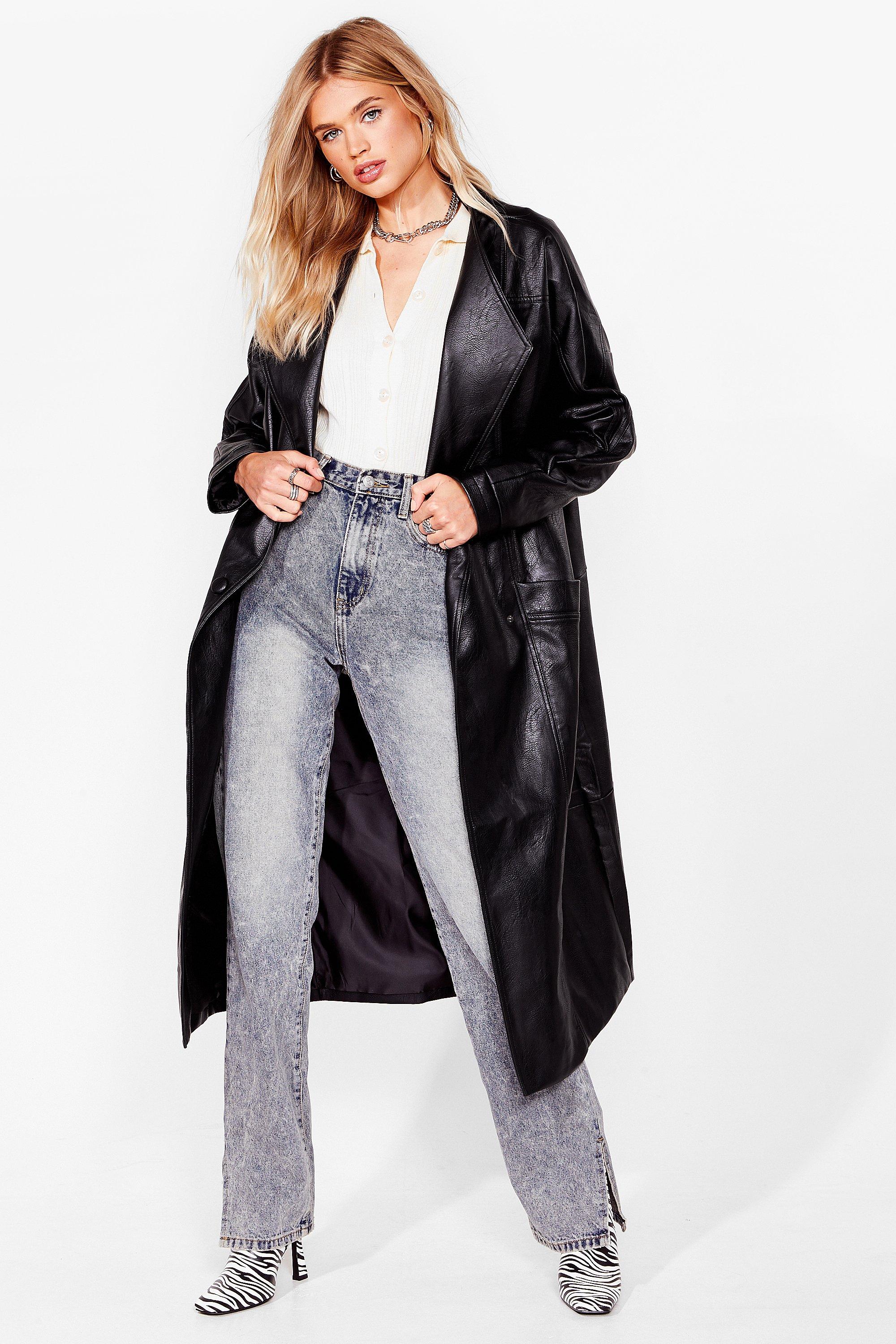 Faux Leather Oversized Maxi Coat