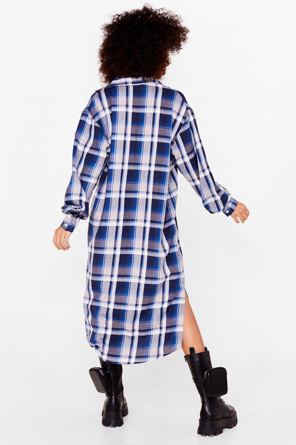 check midi shirt dress