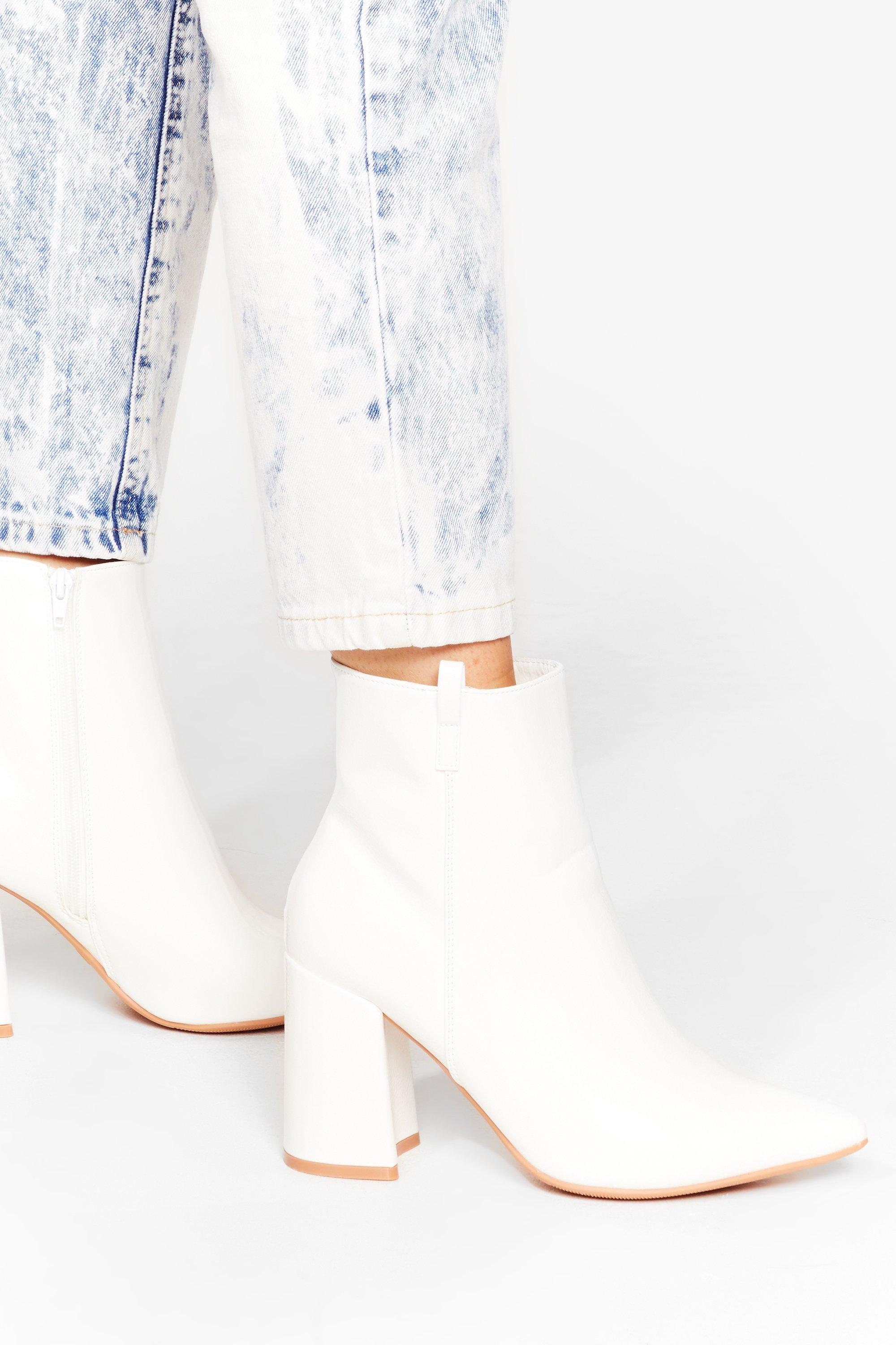 white wide fit ankle boots
