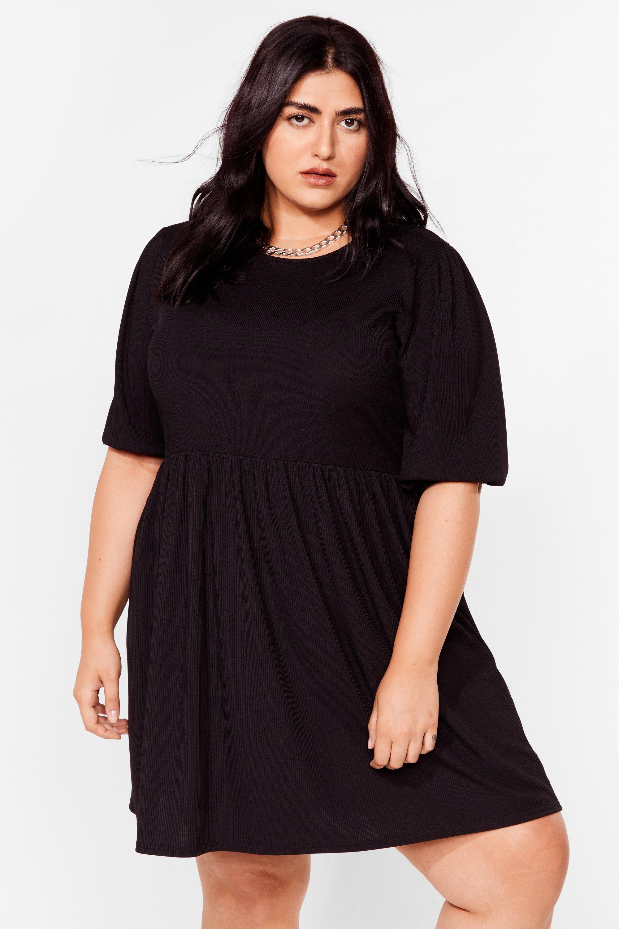 plus size black smock dress