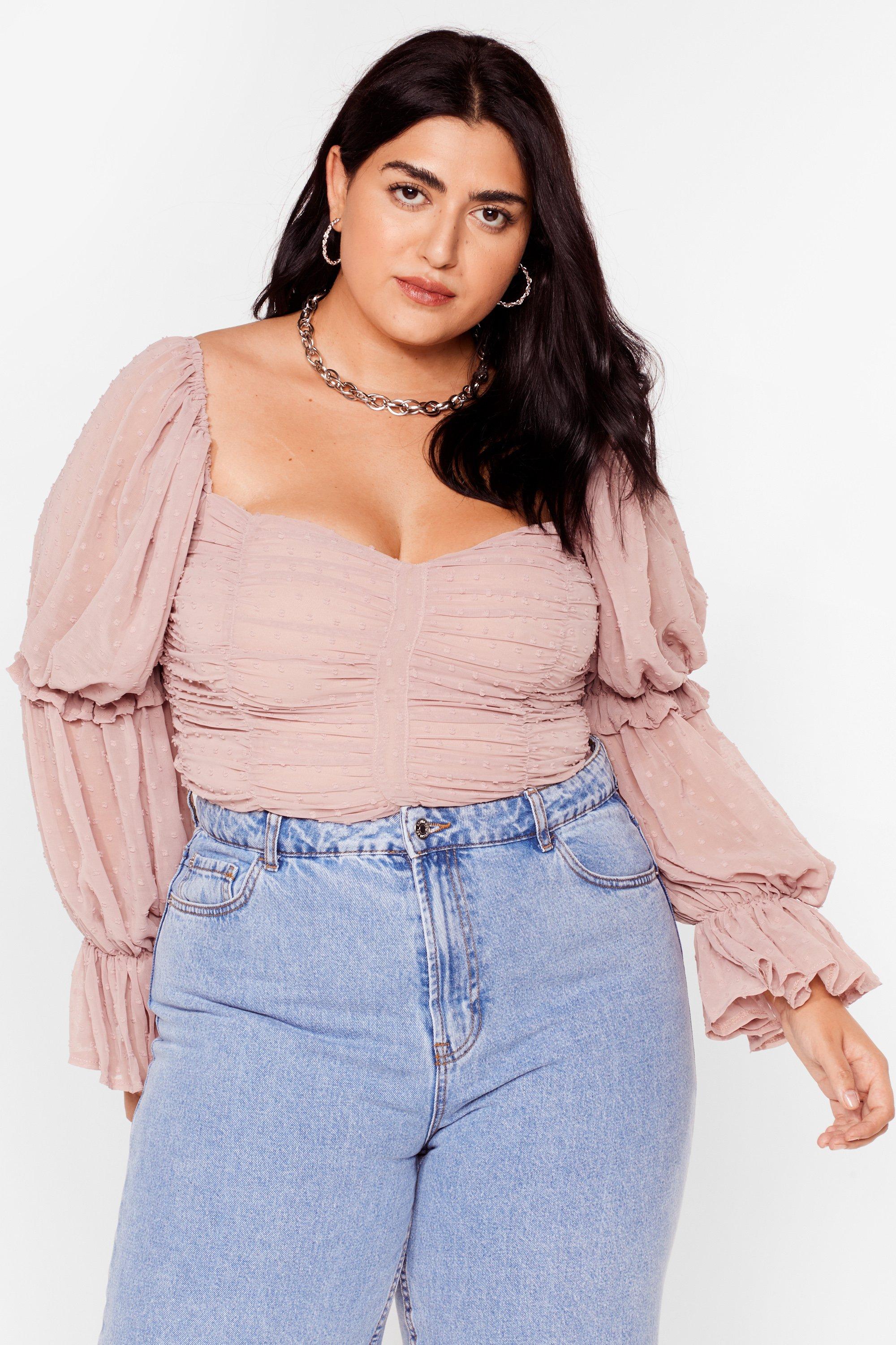mesh puff sleeve blouse