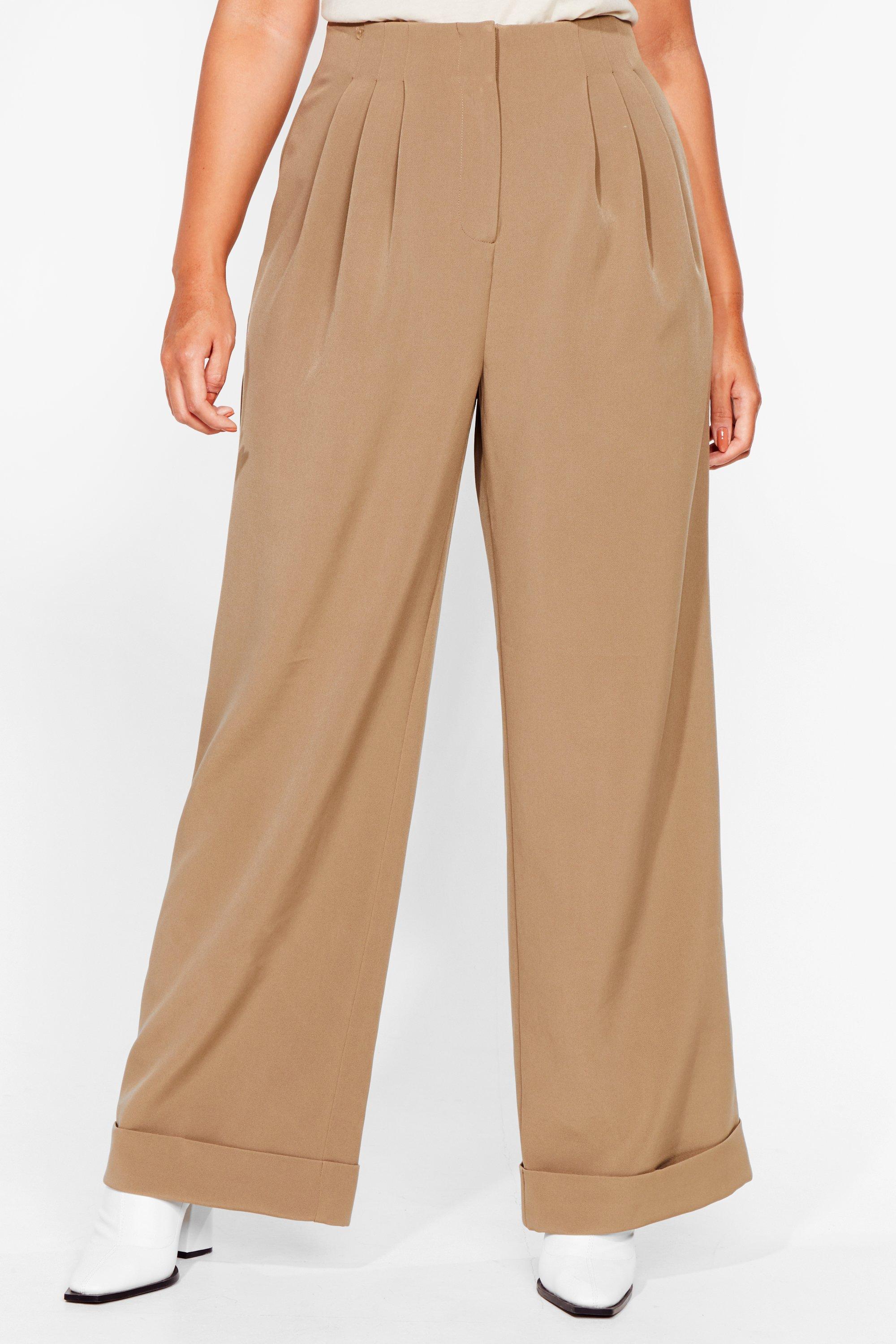 Grande Taille Pantalon Large Avec Revers Et Details Plisses Commun Accord Nasty Gal