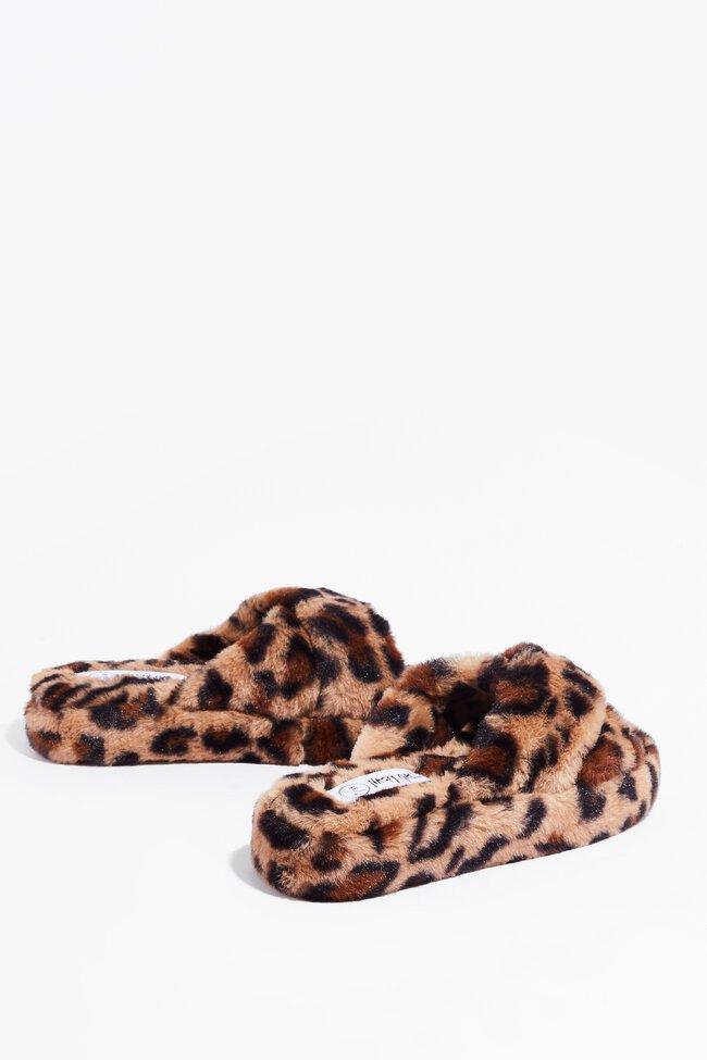 leopard cross slippers