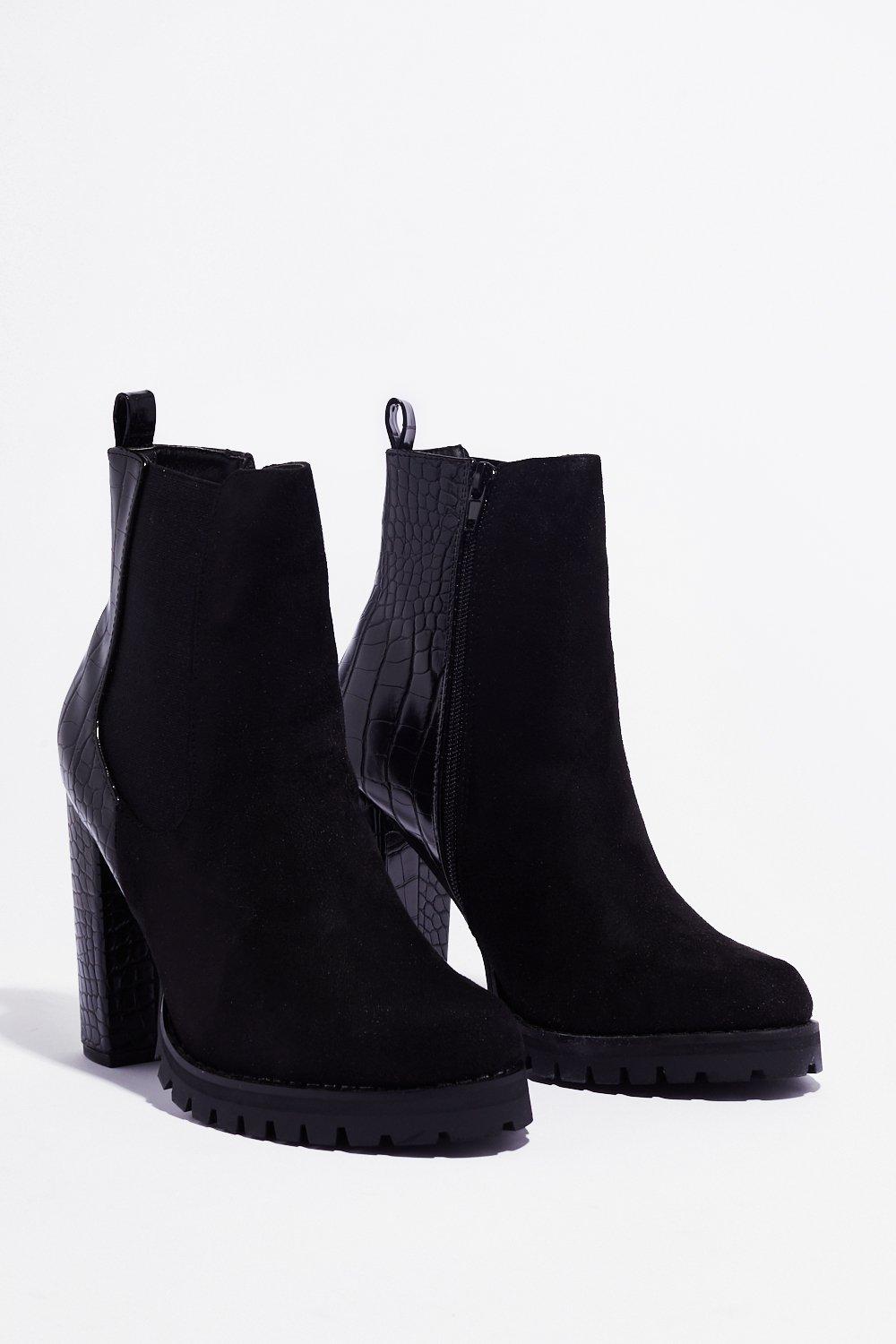 faux suede heeled boots
