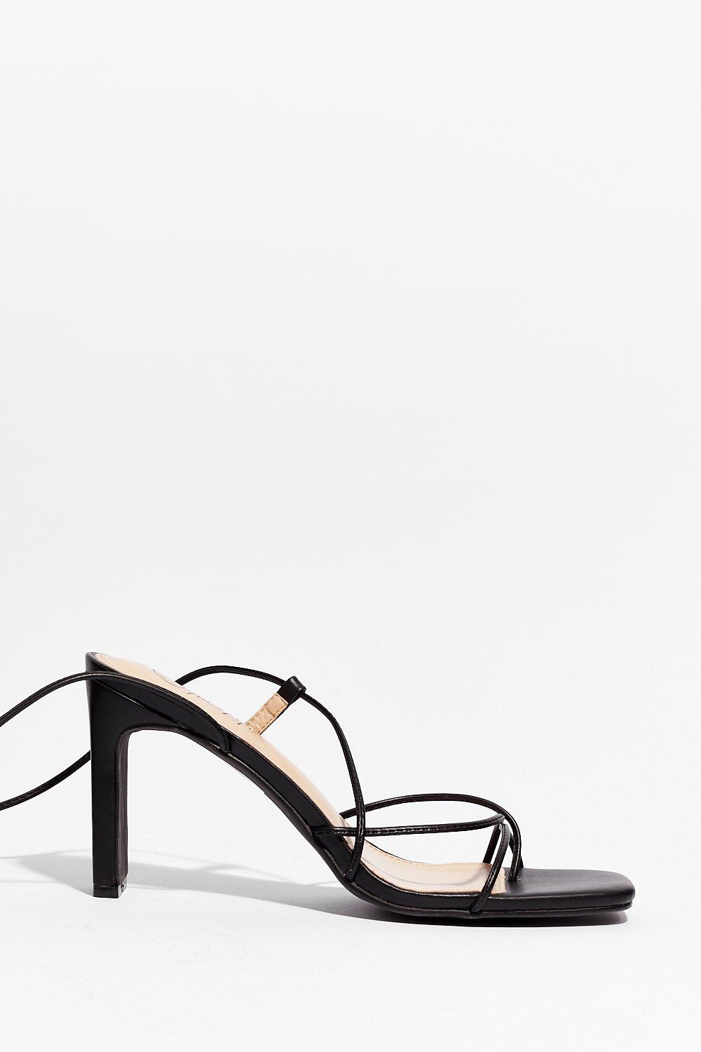 grey tie up heels