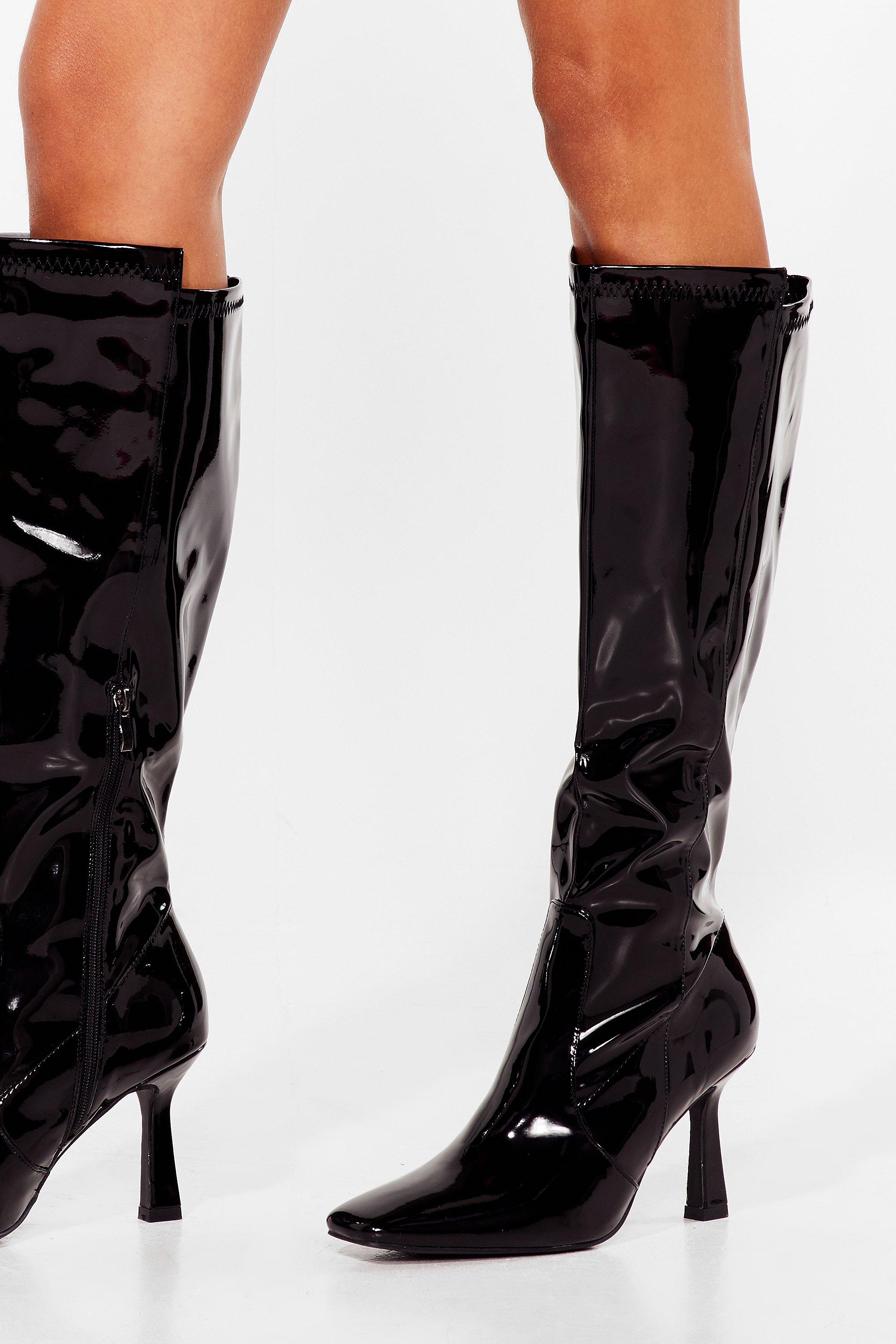 leather knee high walking boots