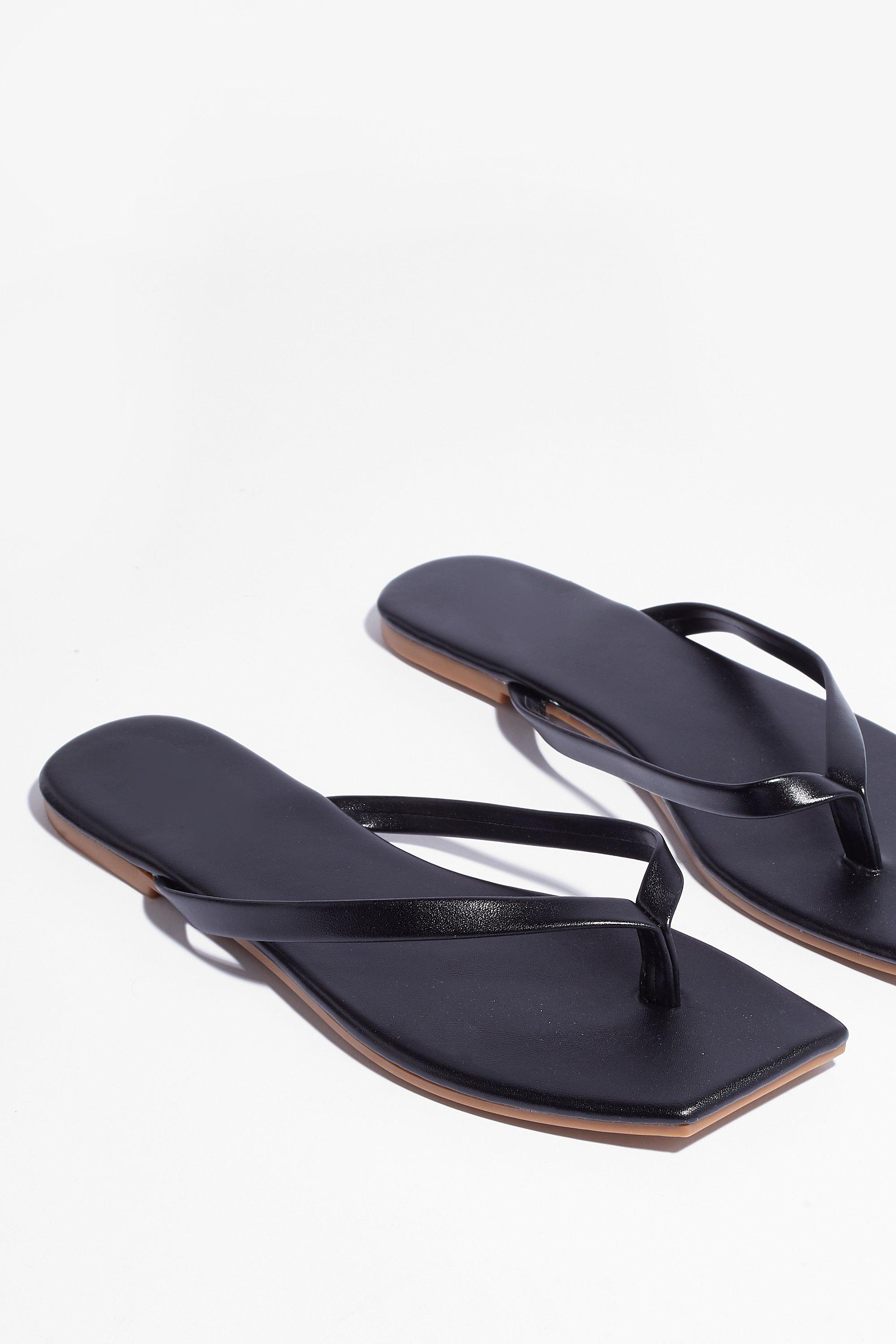 Faux Leather Toe Thong Sandals | Nasty Gal