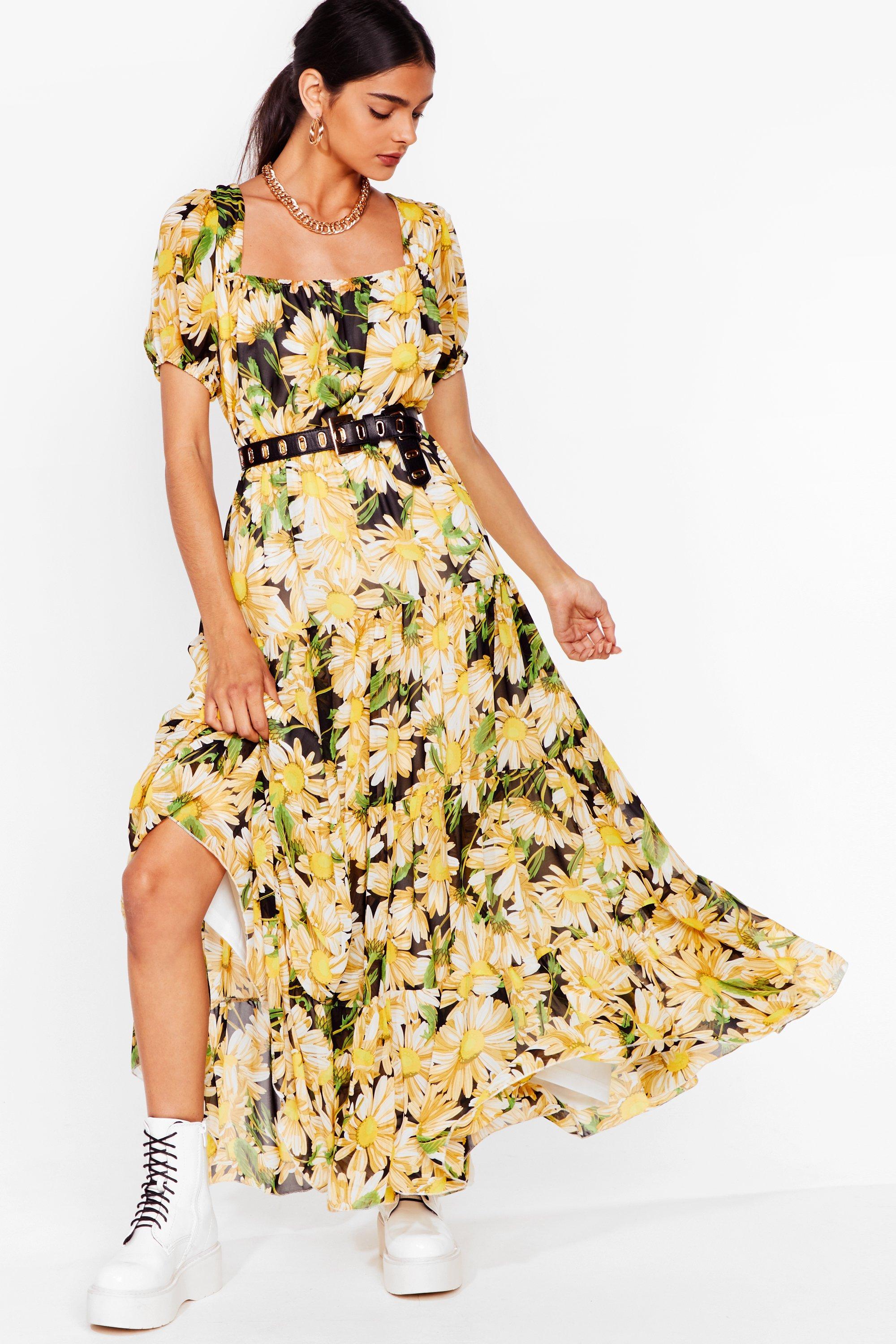 maxi dress with sunflowers