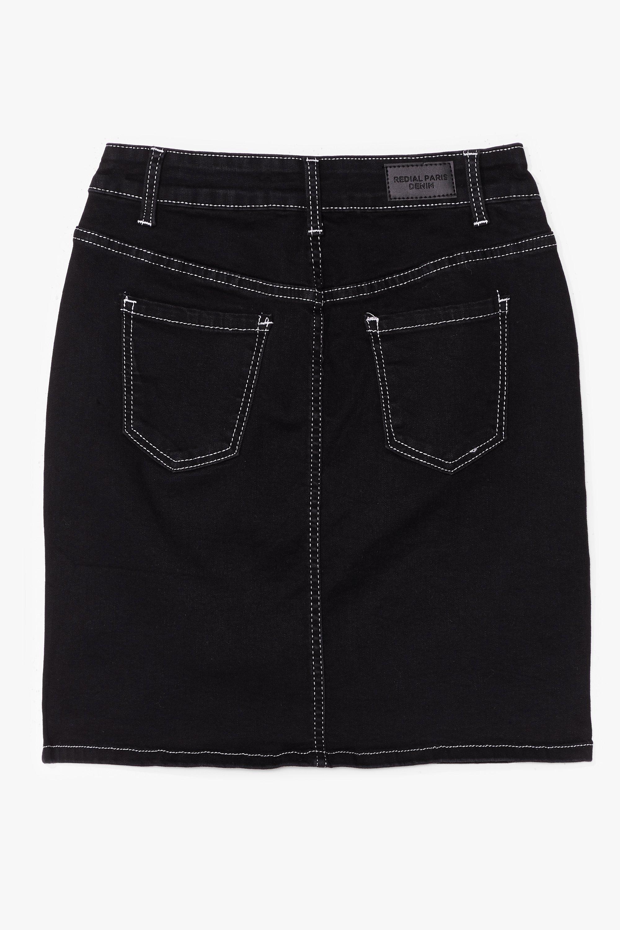 contrast denim skirt