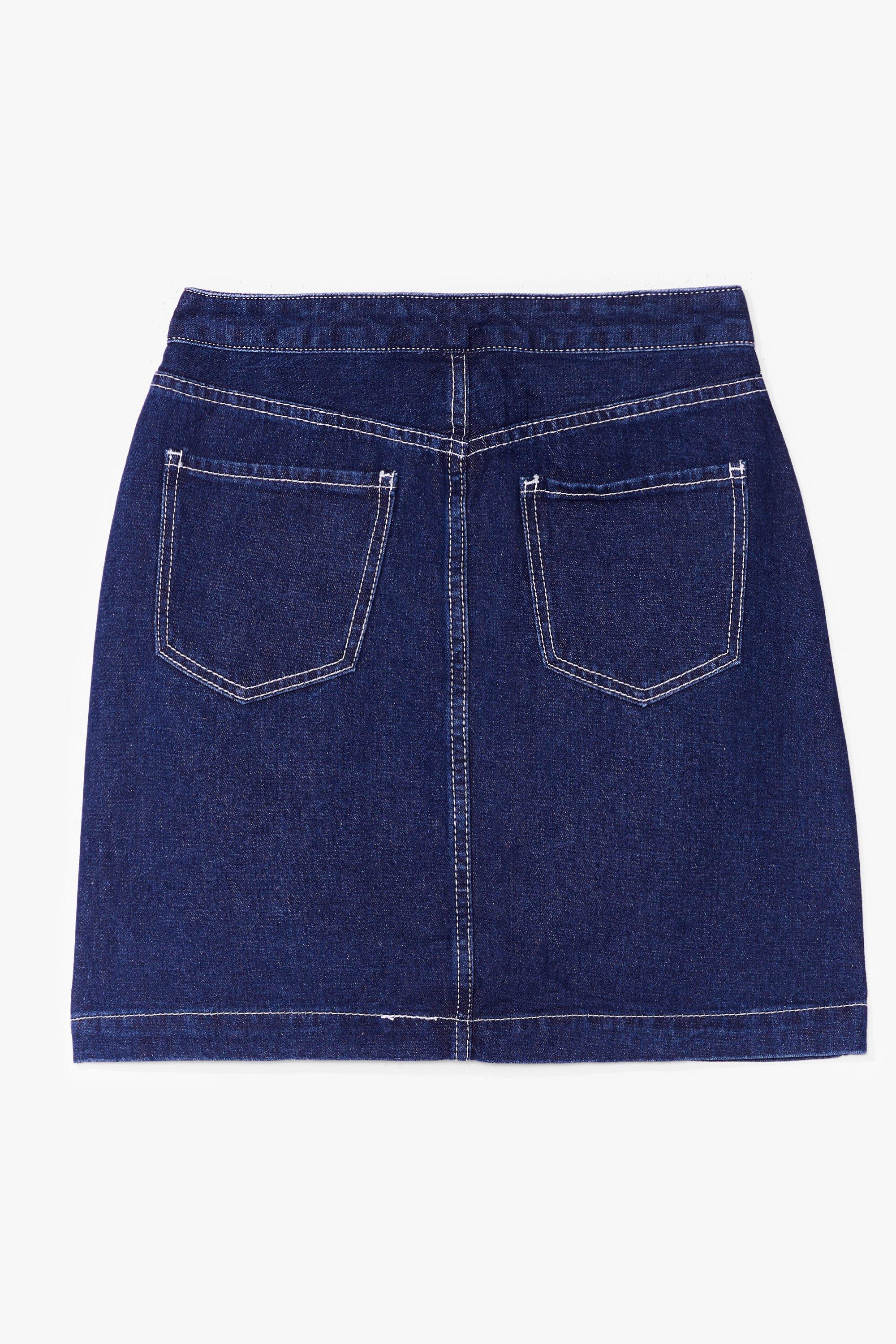 Outta Line Contrast Denim Mini Skirt 