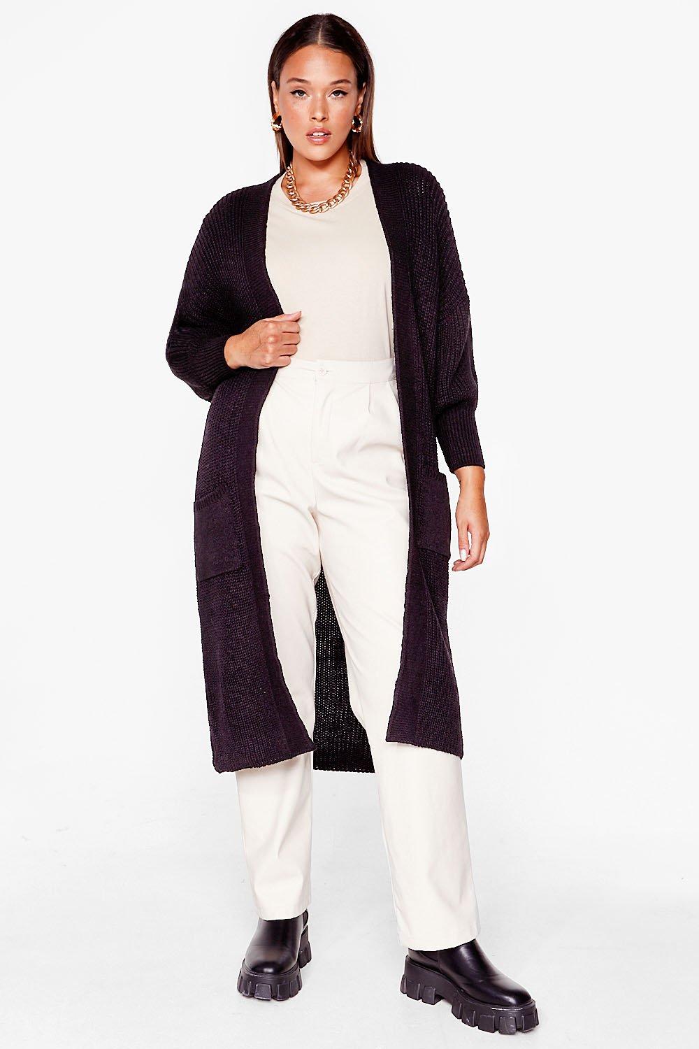 longline black cardigan plus size