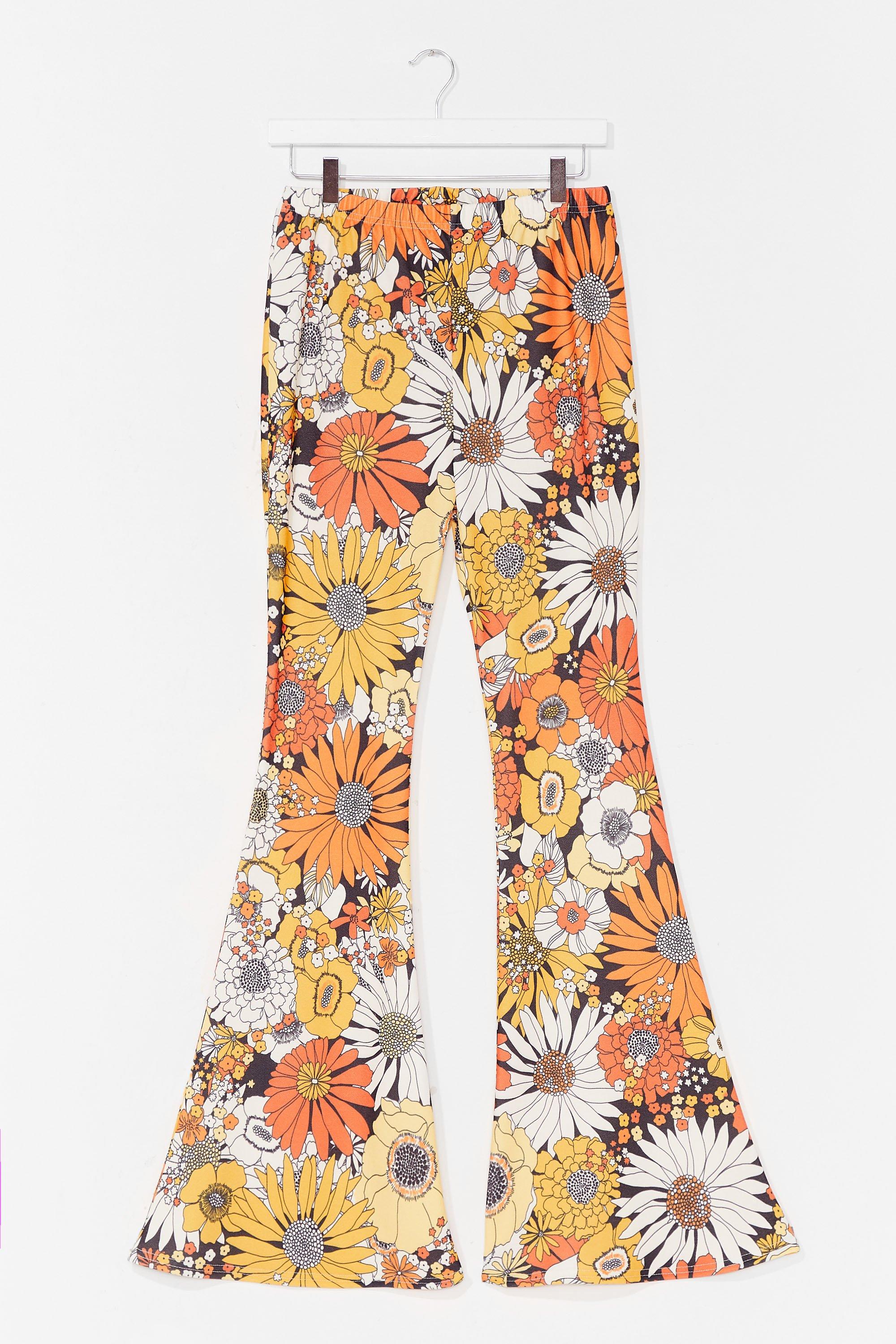 flared pants flower